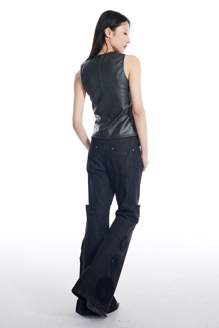 Brown and Black Knit Panel Tank Top