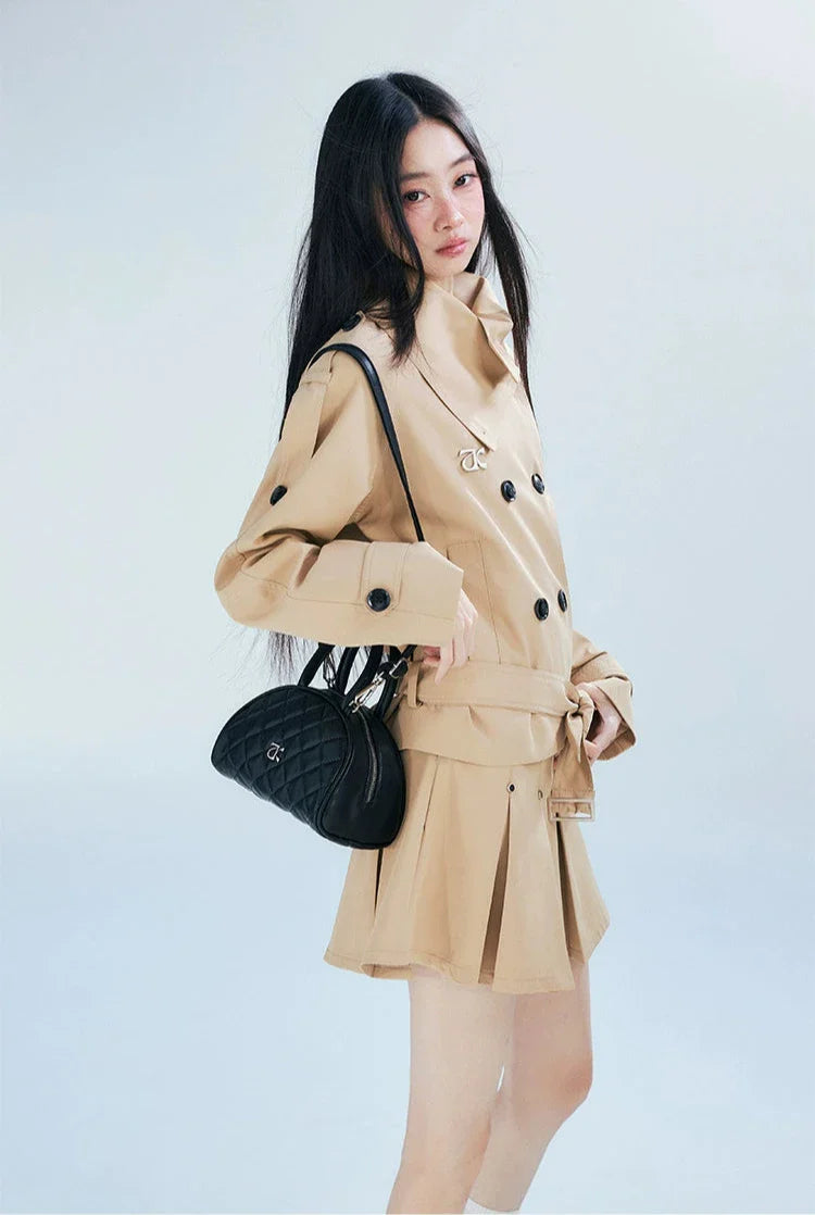Double-Breasted Belted Trench Coat