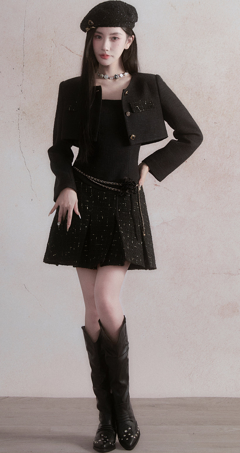 Black Wool Beret with Pin Accessories
