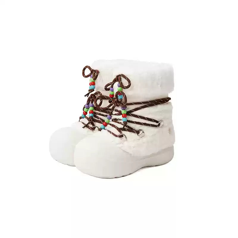 Faux Fur Cuff Platform Snow Boots - View 13