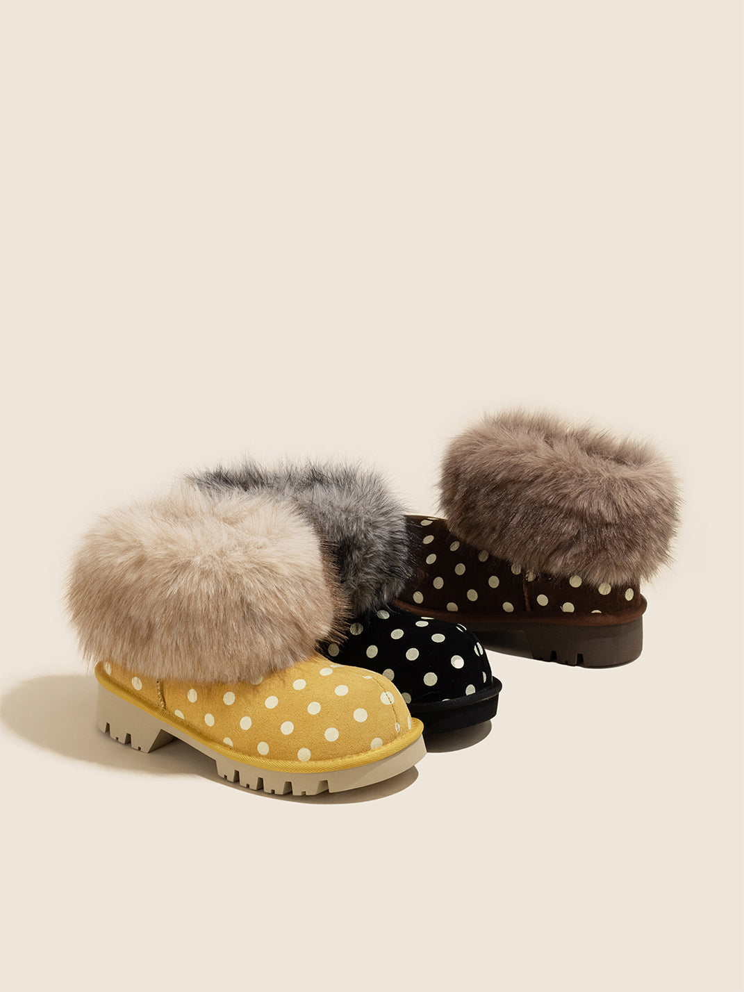 Faux Mink Fur Cuff Platform Snow Boots - View 9