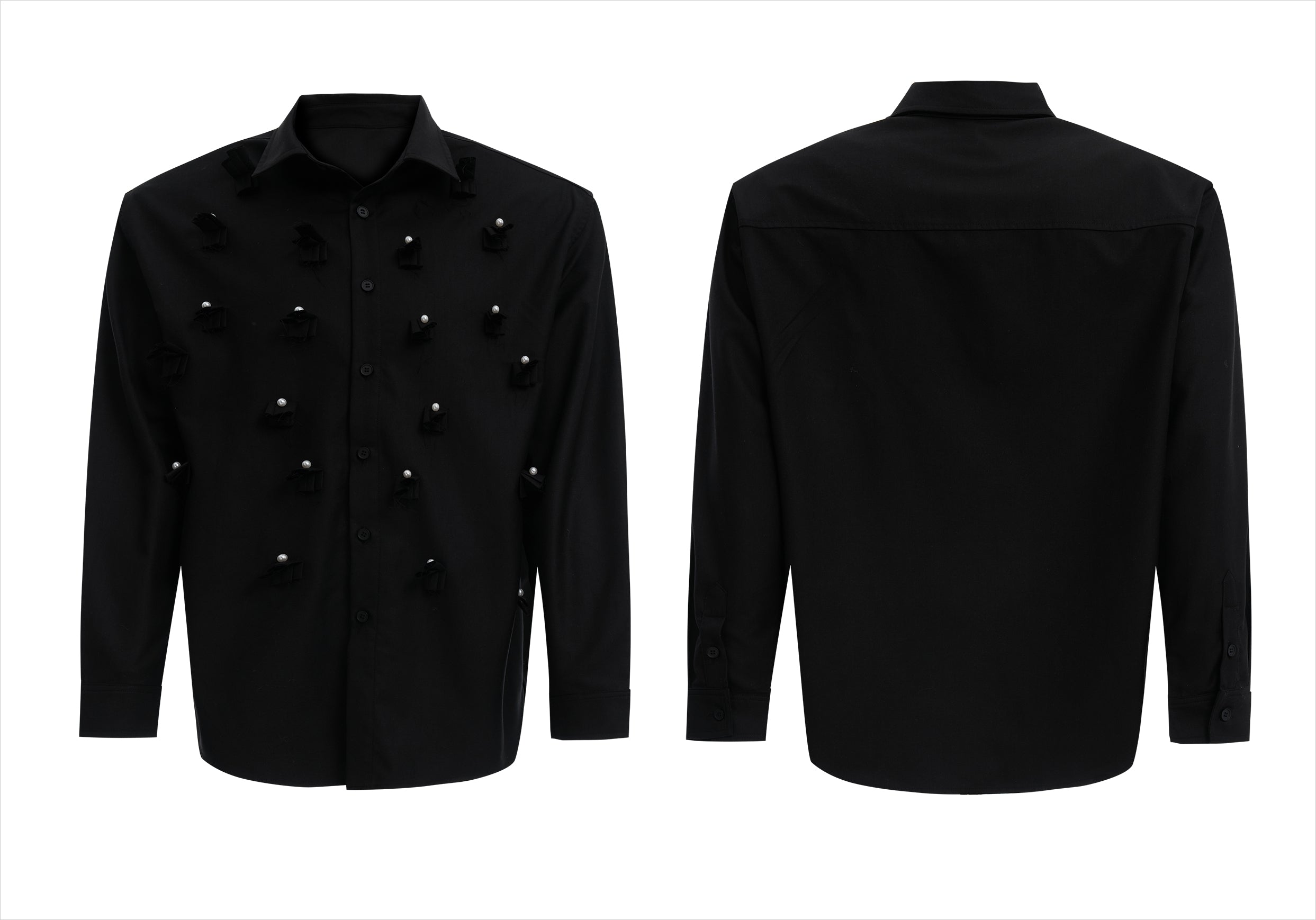 Black Pearl Button Oversized Shirt