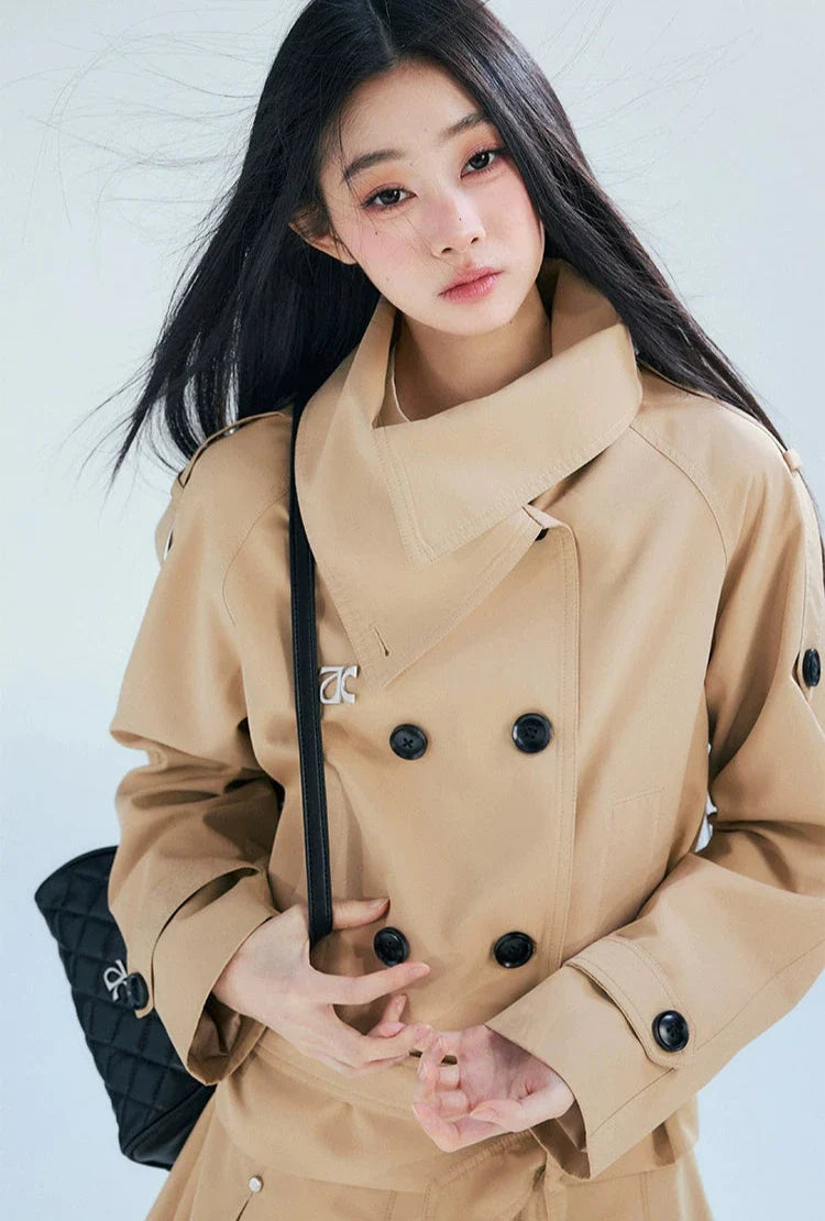 Double-Breasted Belted Trench Coat