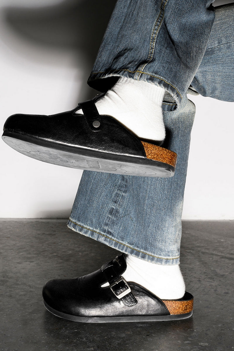 Buckle Cork Sole Clogs