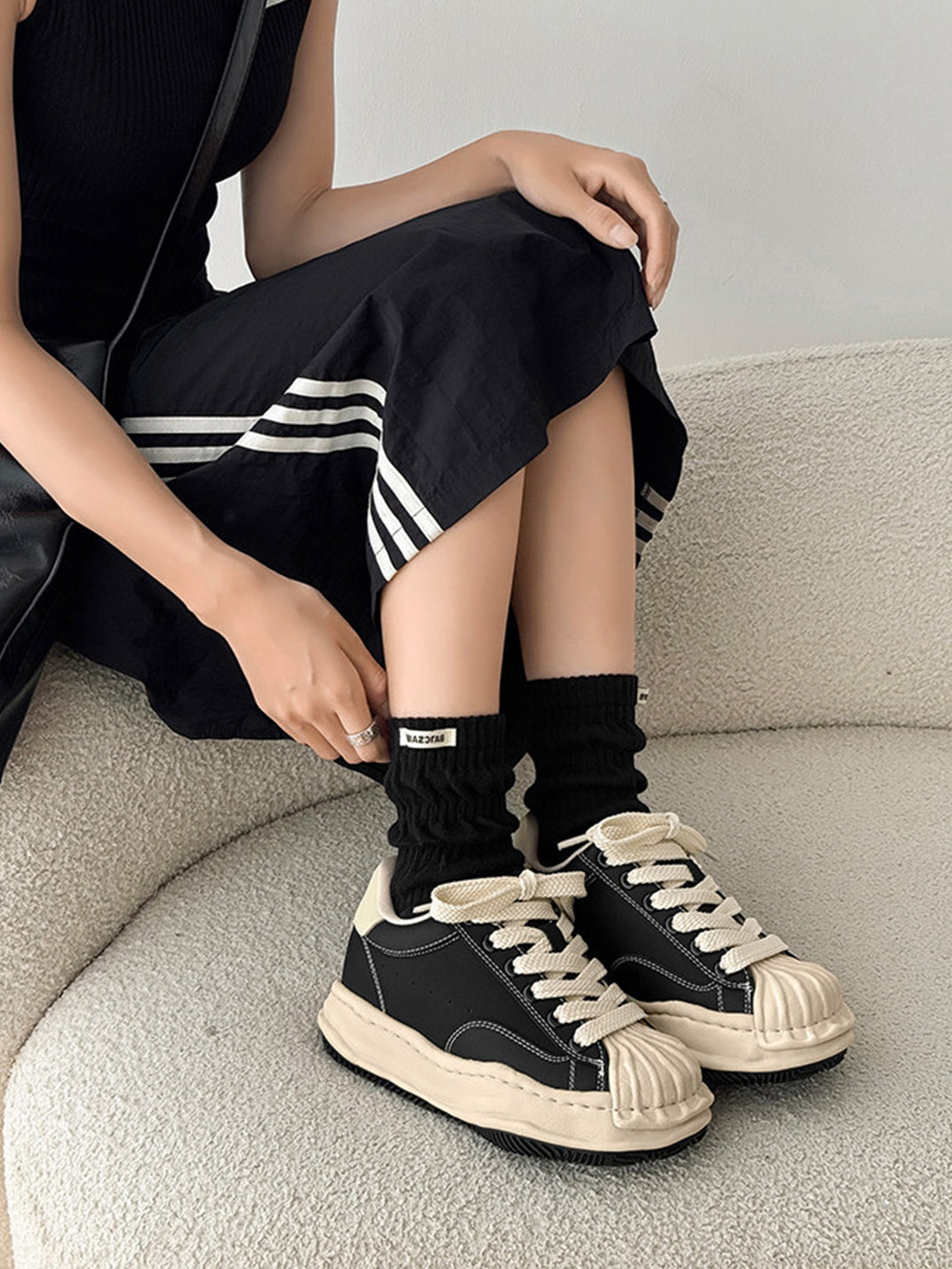 Distressed 7CM Platform Court Sneakers - View 7