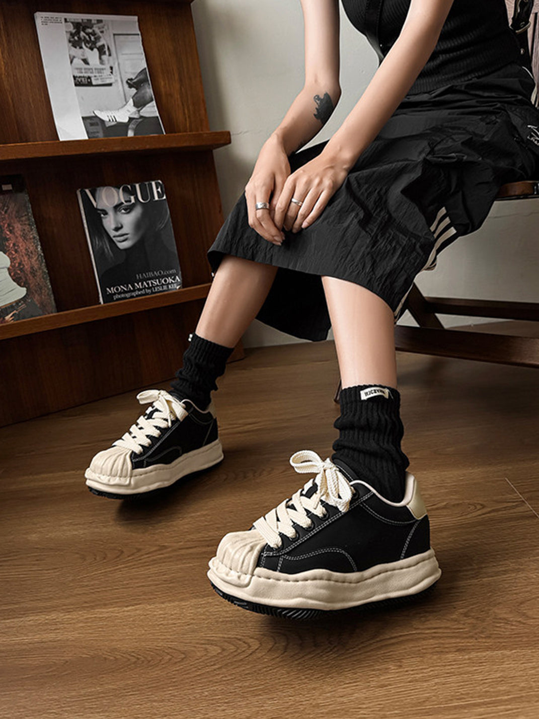 Distressed 7CM Platform Court Sneakers - View 8