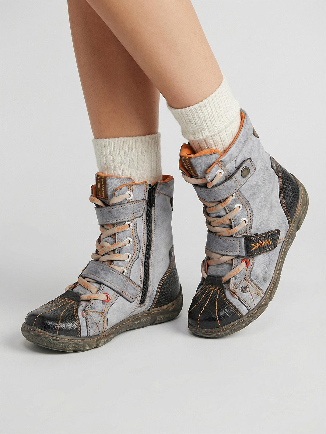 Fleece-Lined Hand-Stitched Mid-Calf Boots - View 13
