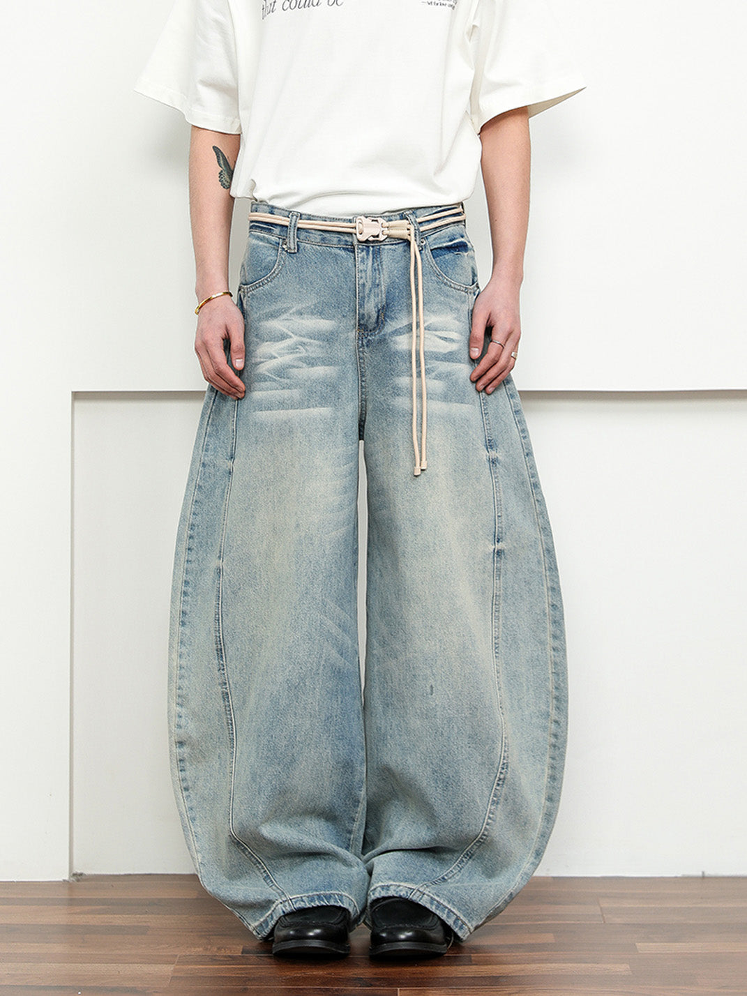 Distressed High-Waist Wide-Leg Jeans - View 5