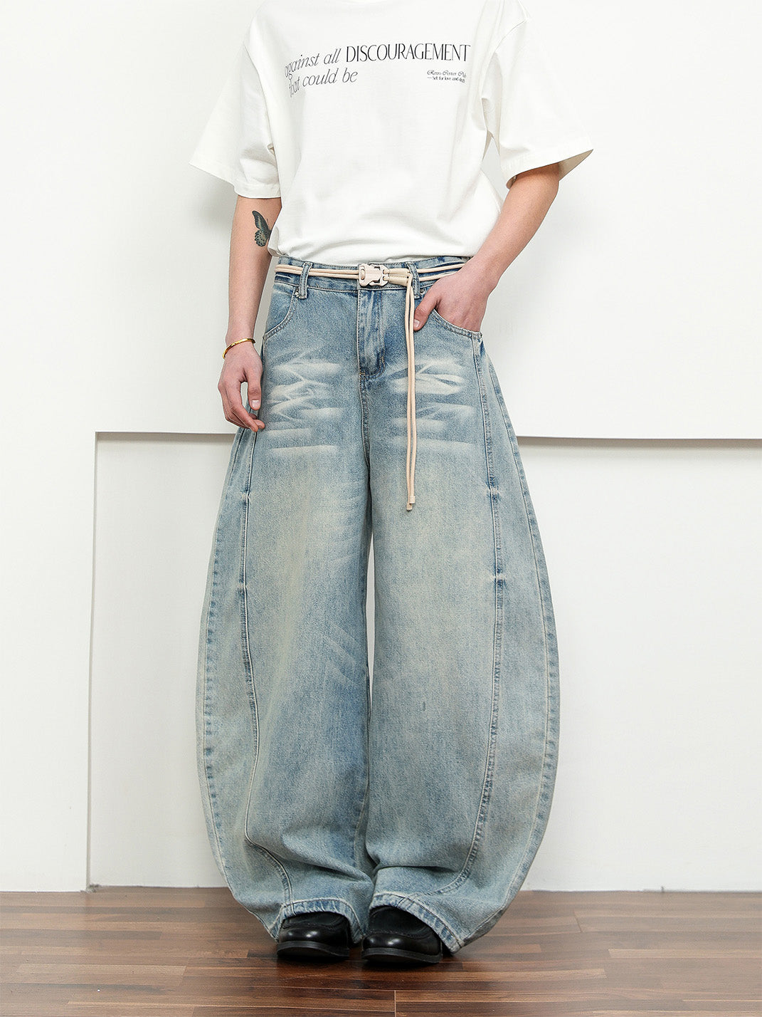 Distressed High-Waist Wide-Leg Jeans - View 6