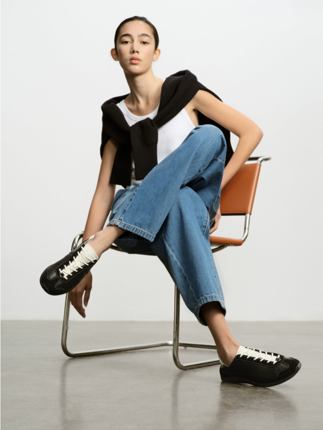 Ballet-Inspired Slim Leather-Look Trainers - View 4
