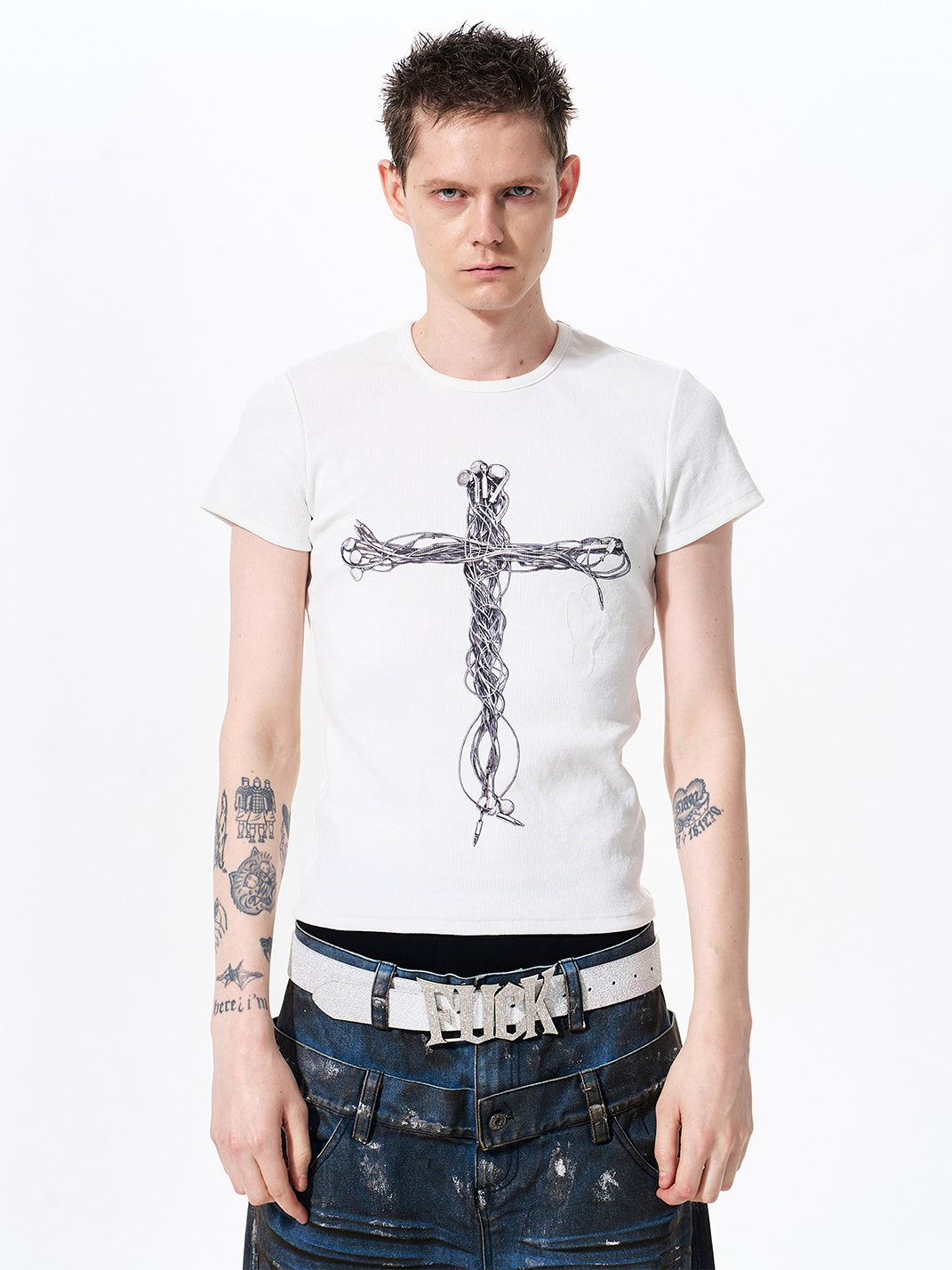 Cross-Headphone Graphic Slim T-Shirt - View 7
