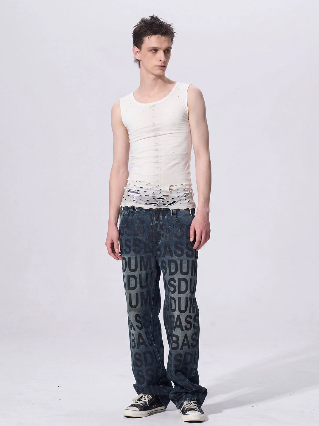 Ripped Skull Graphic Cotton Tank Top - View 4