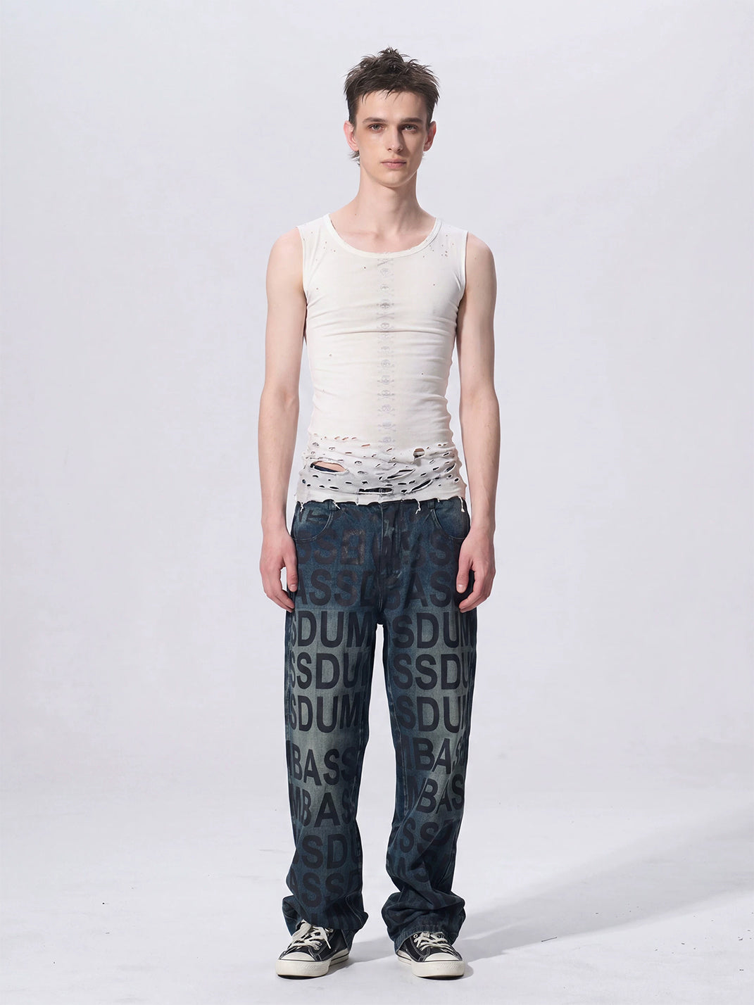 Ripped Skull Graphic Cotton Tank Top - View 5