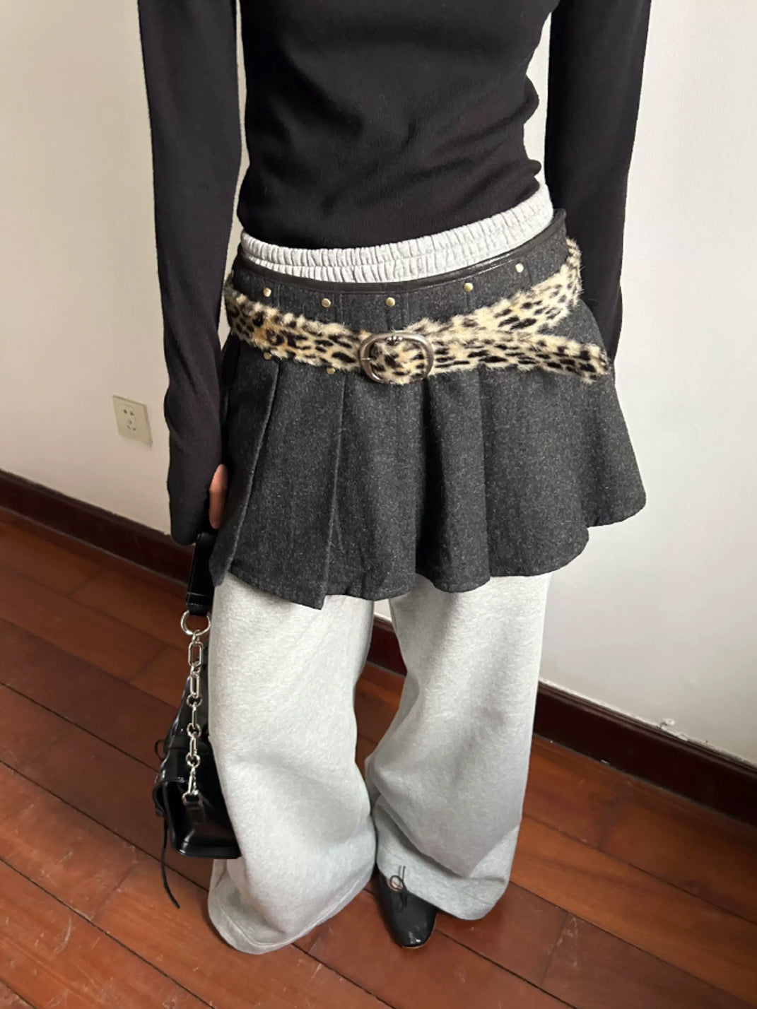 Fuzzy Leopard Adjustable Buckle Belt — product view 4
