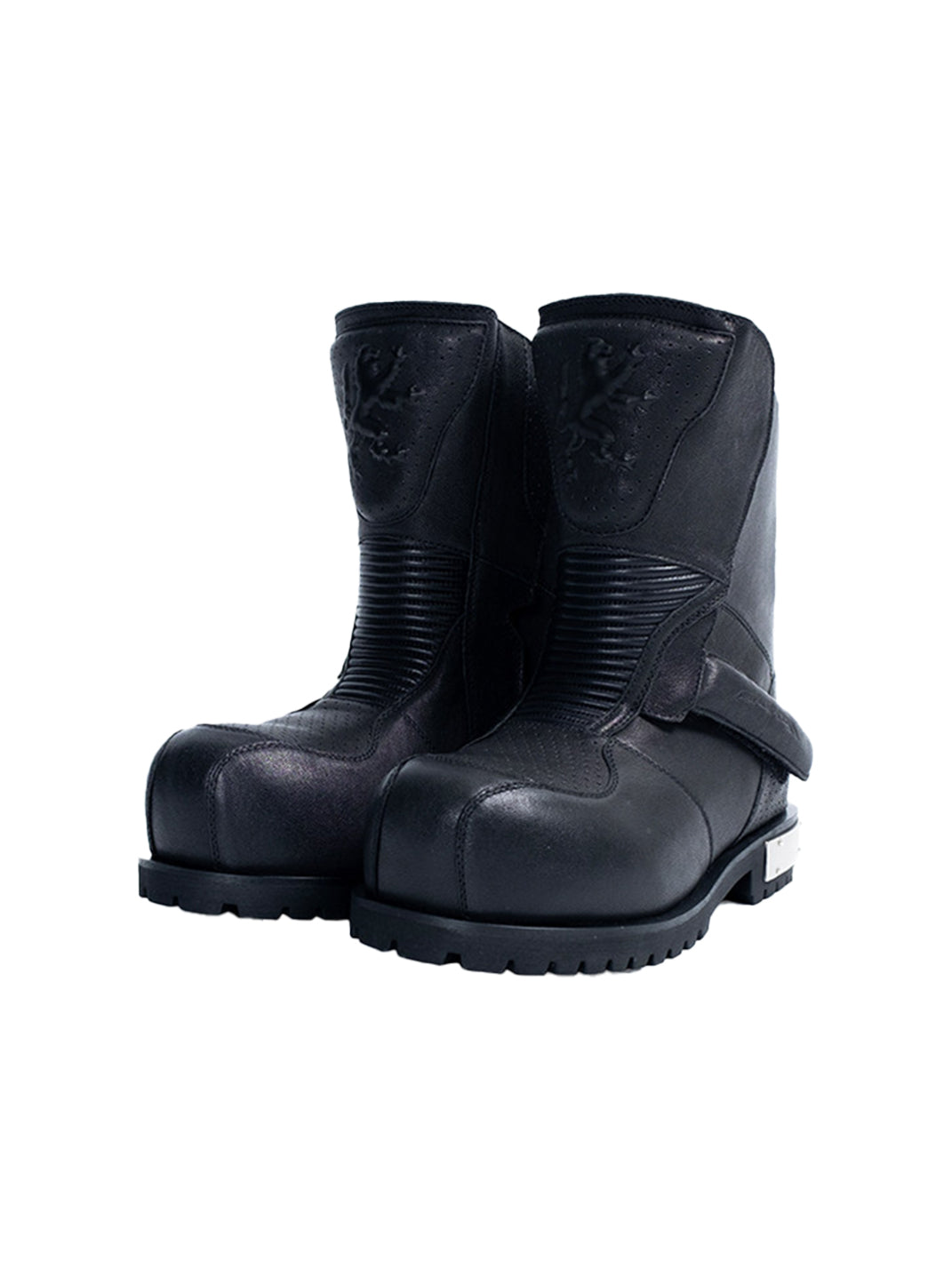 Armored Mid-Calf Leather Moto Boots - View 2