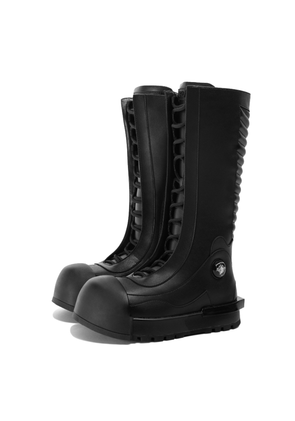 Ribbed Knee-High Platform Combat Boots