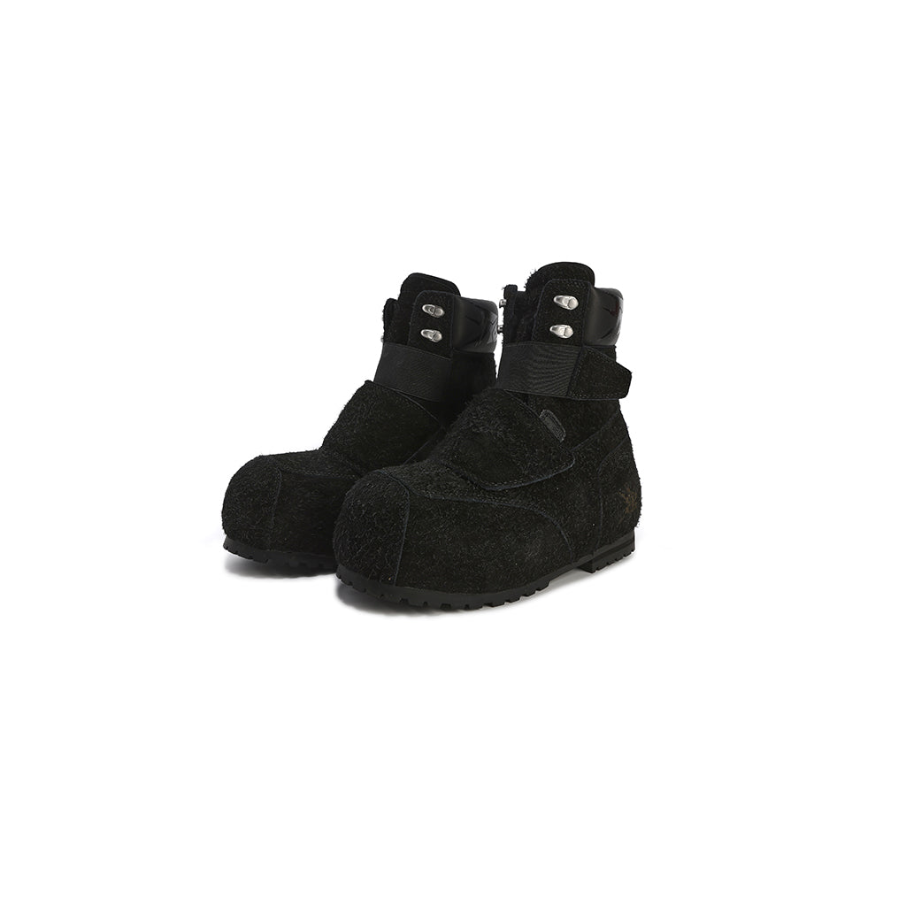 Suede-Strap Platform Winter Boots