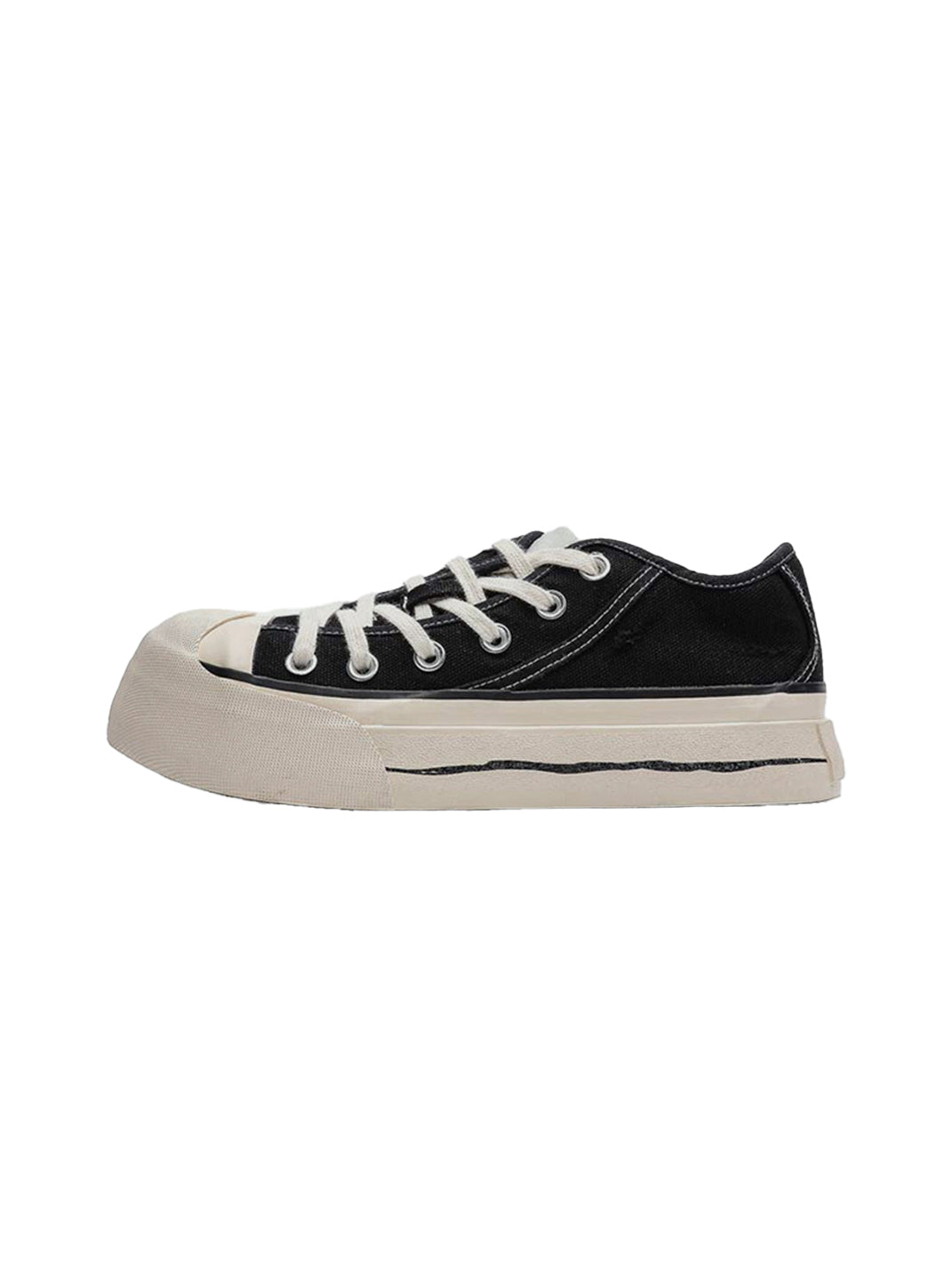 Asymmetric-Toe Platform Canvas Sneakers