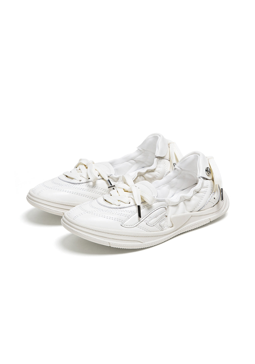 Ribbon-Lace Cutout Ballet Sandals - View 10