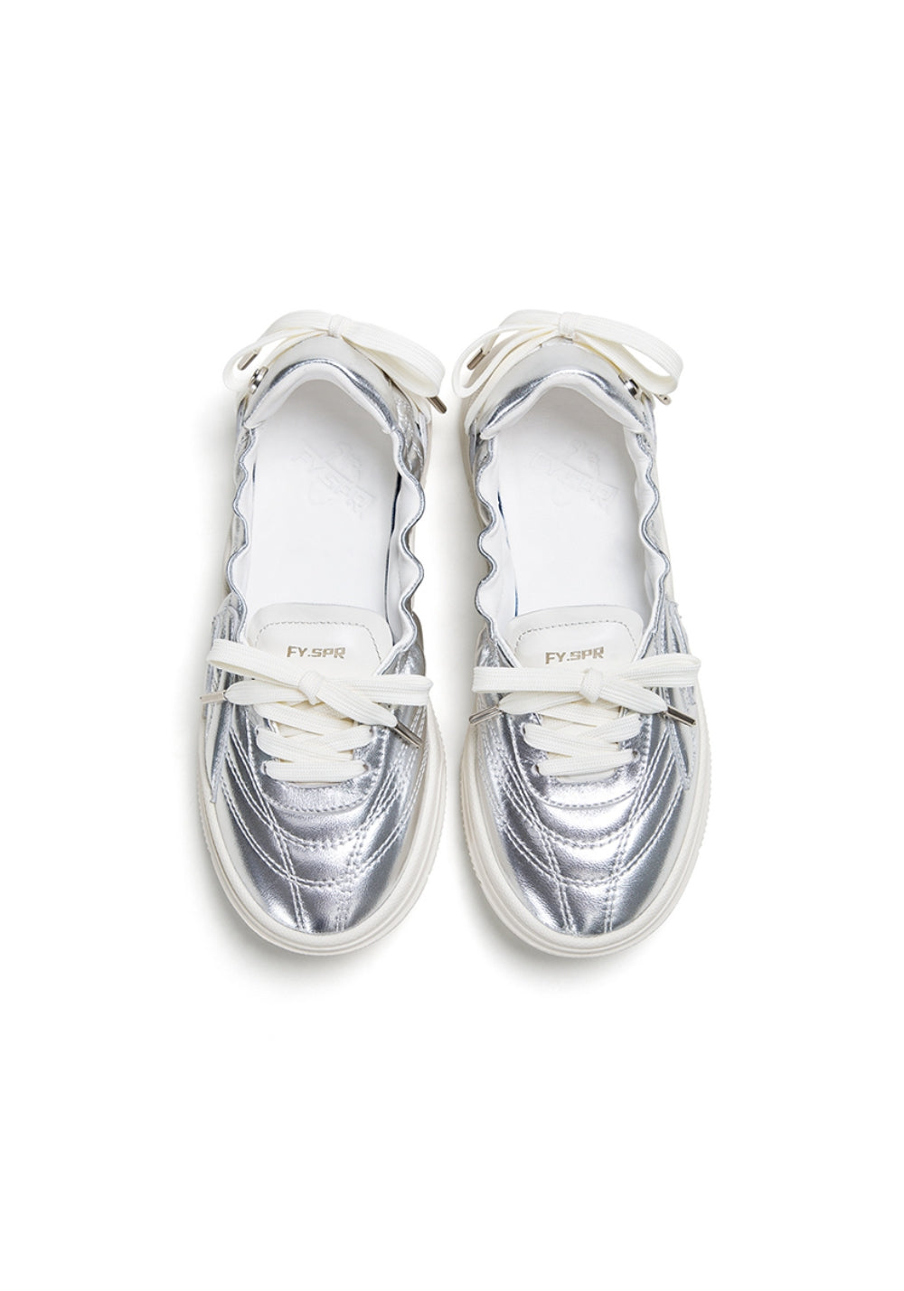 Ribbon-Lace Cutout Ballet Sandals - View 24