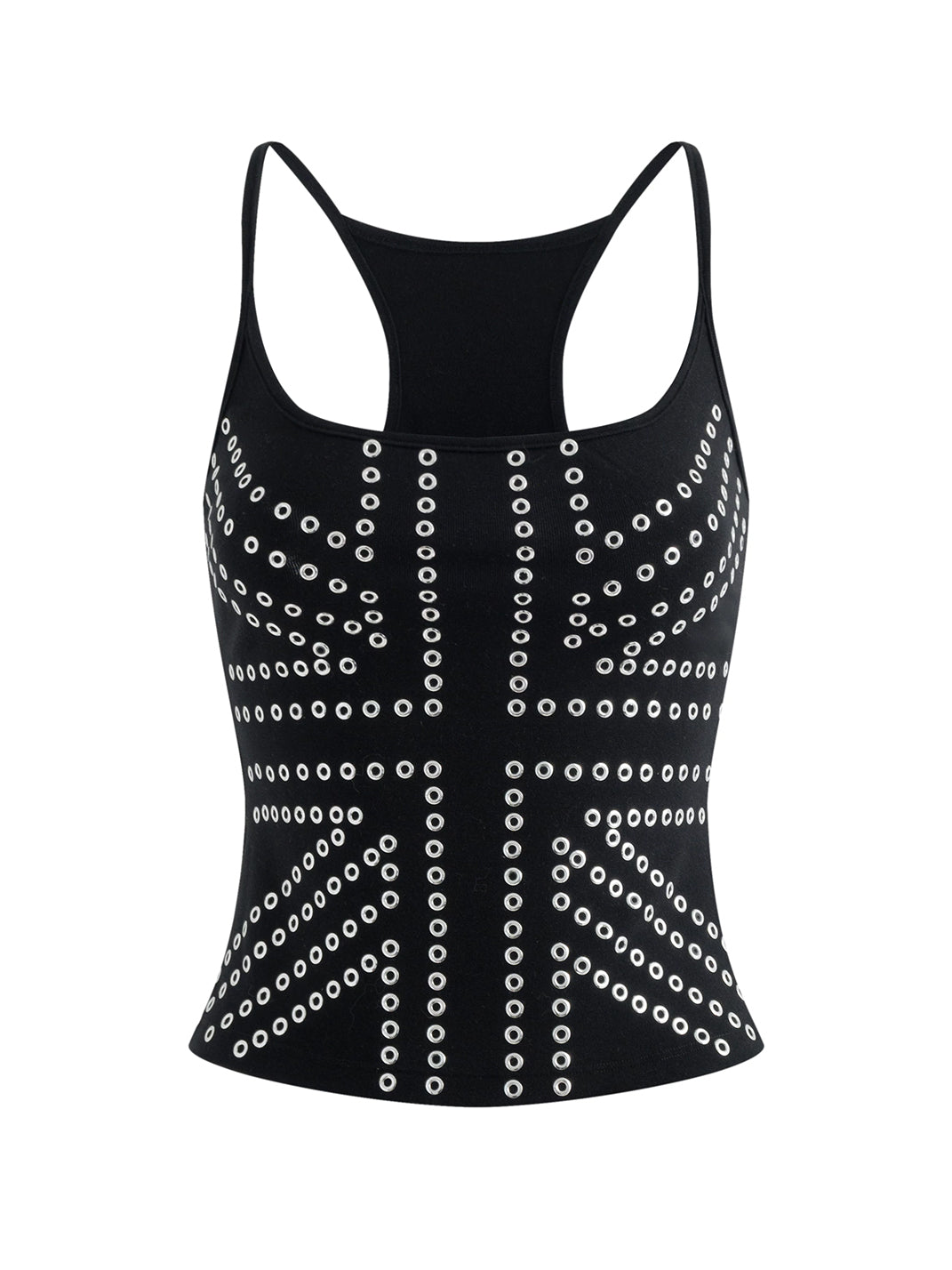 Geometric Eyelet Stretch Tank Top — product view 1