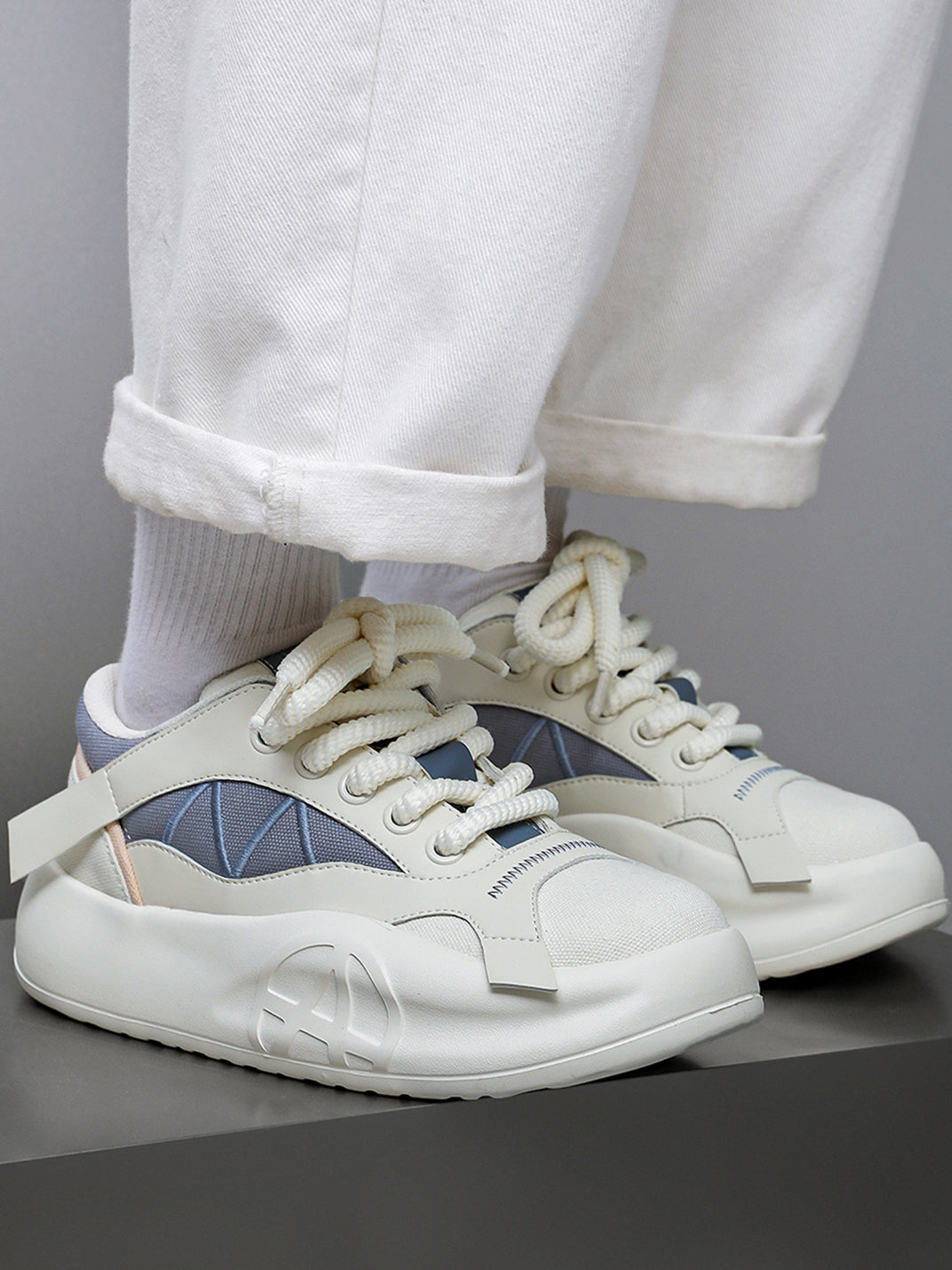 Geometric Panel Platform Runner Sneakers - View 3