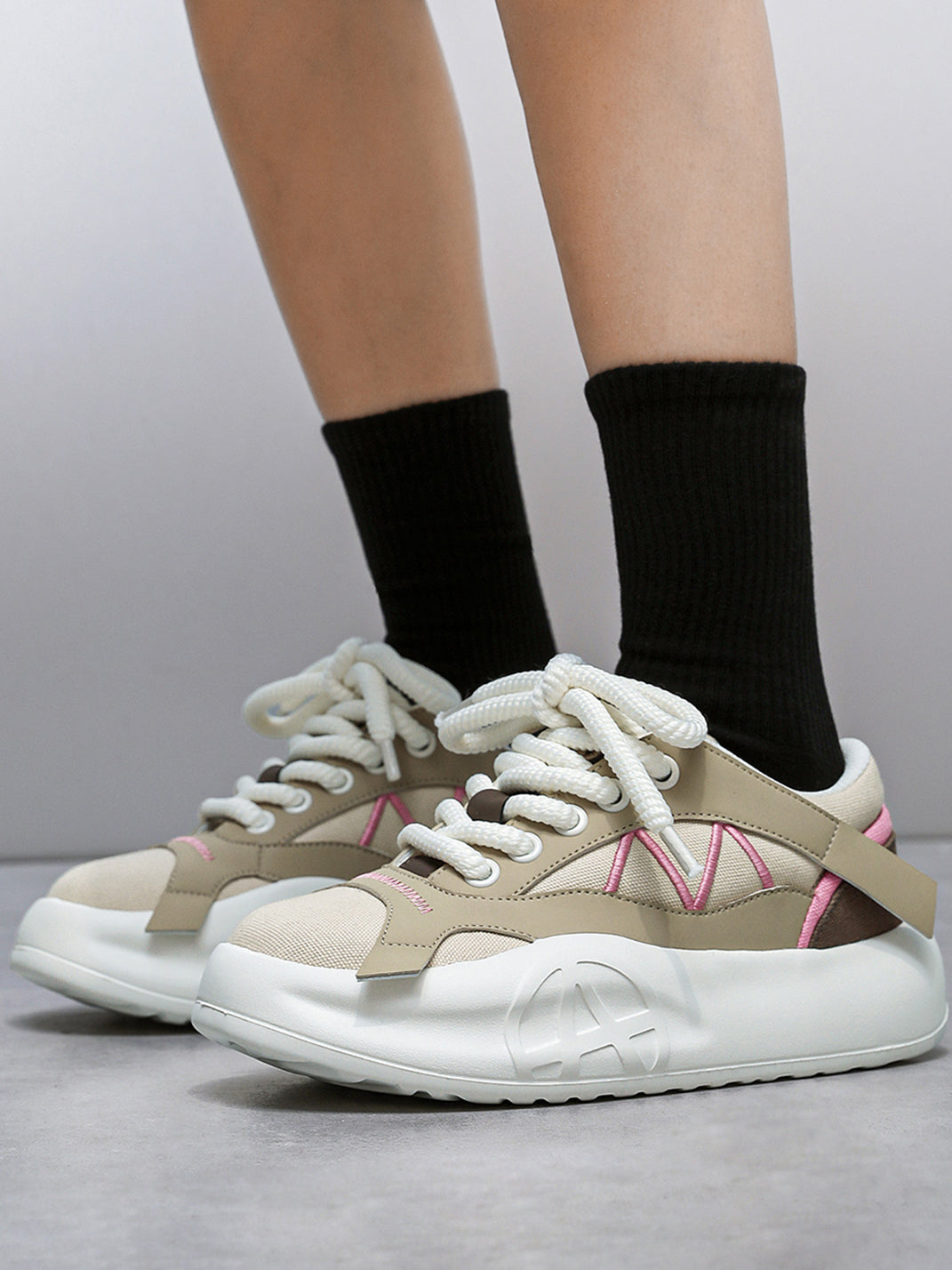 Geometric Panel Platform Runner Sneakers - View 21