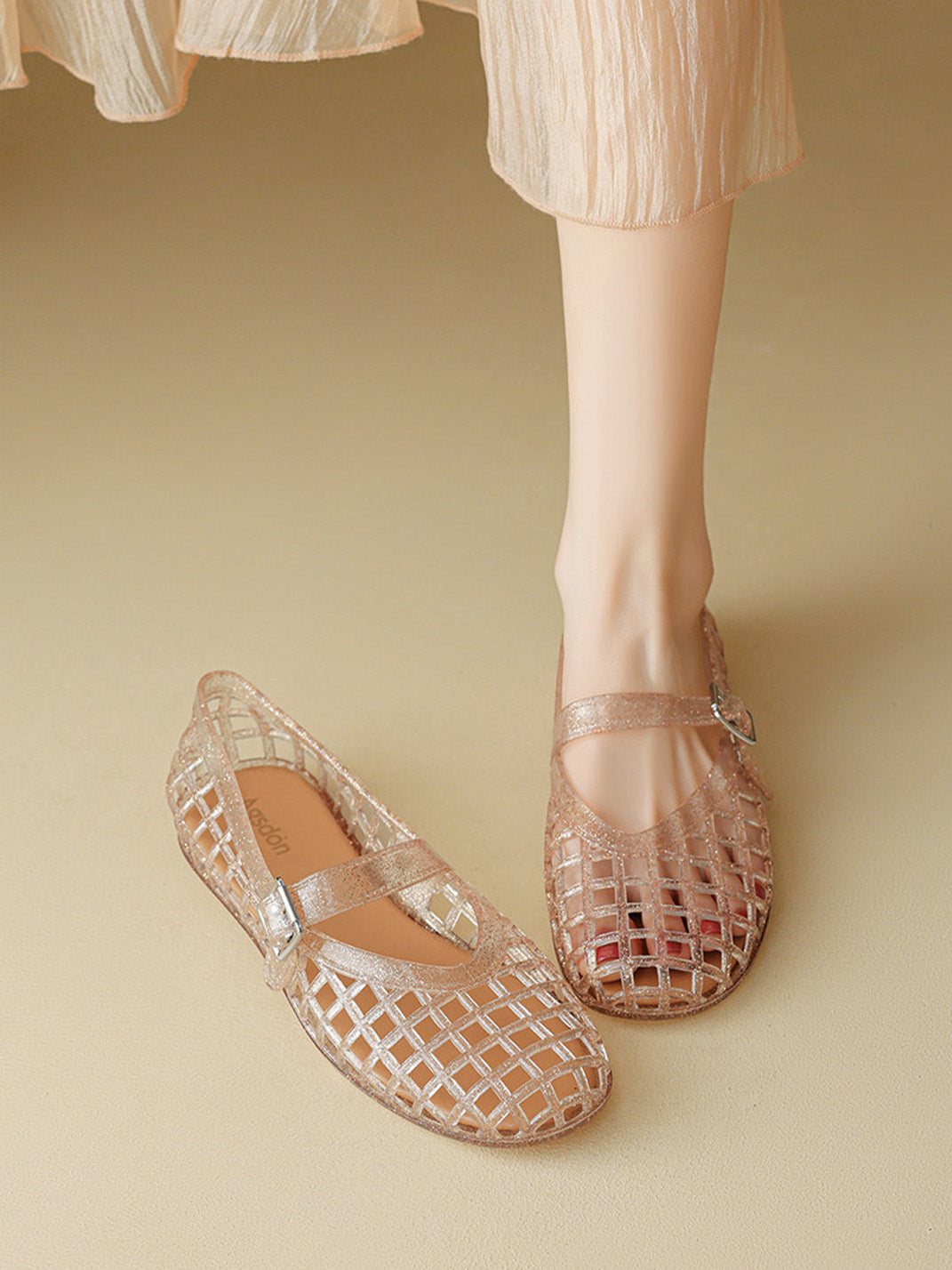 Glitter Caged Mary Jane Jelly Flats - View 8