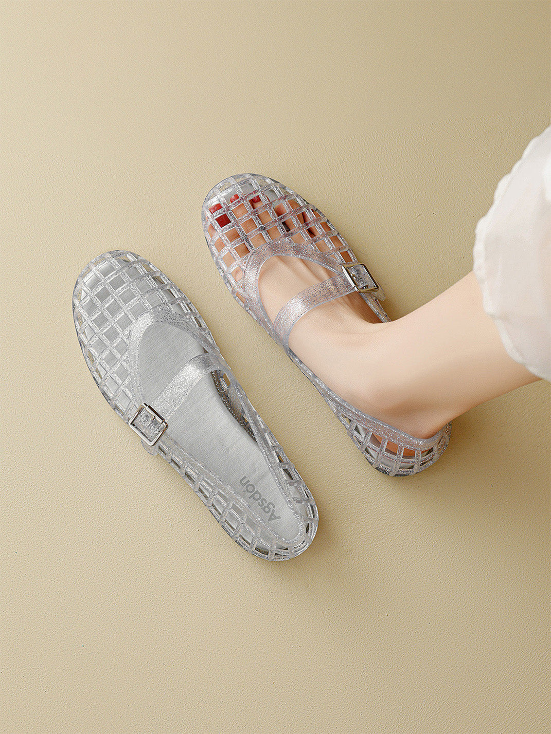 Glitter Caged Mary Jane Jelly Flats - View 13