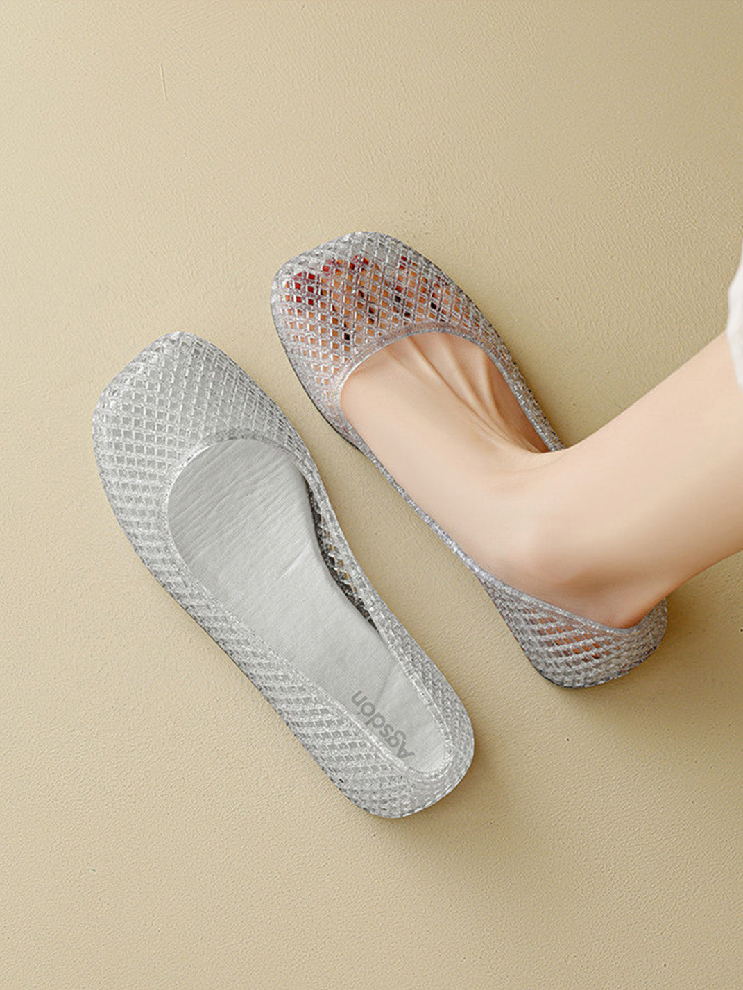 Glitter Mesh Jelly Ballet Flats - View 13