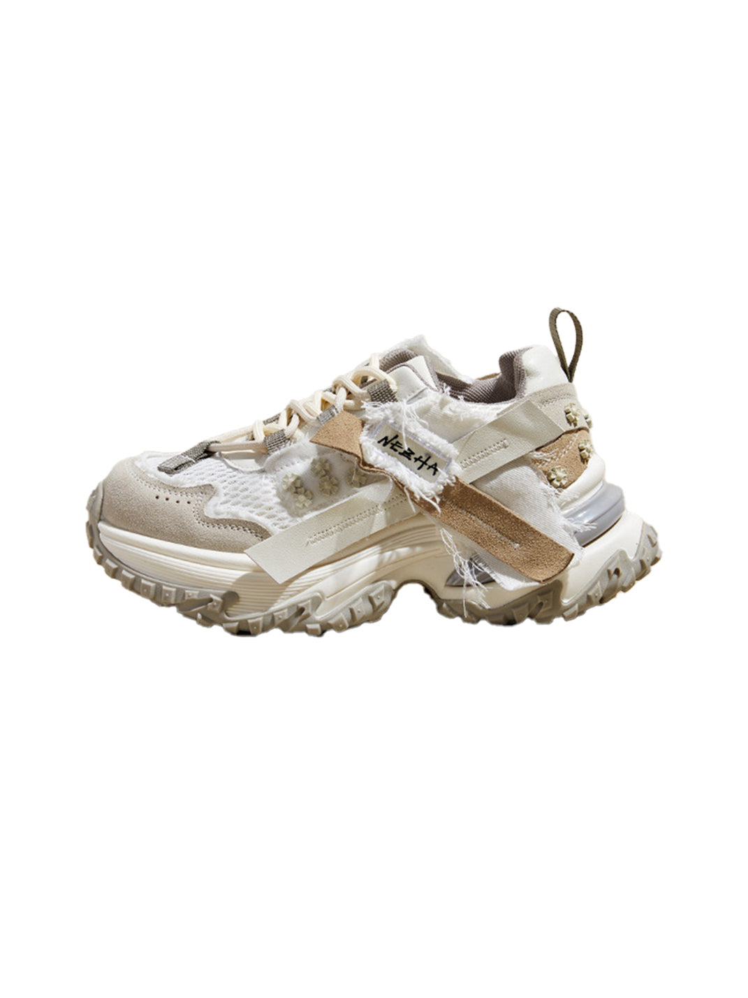 Patchwork Mesh Trail Platform Sneakers