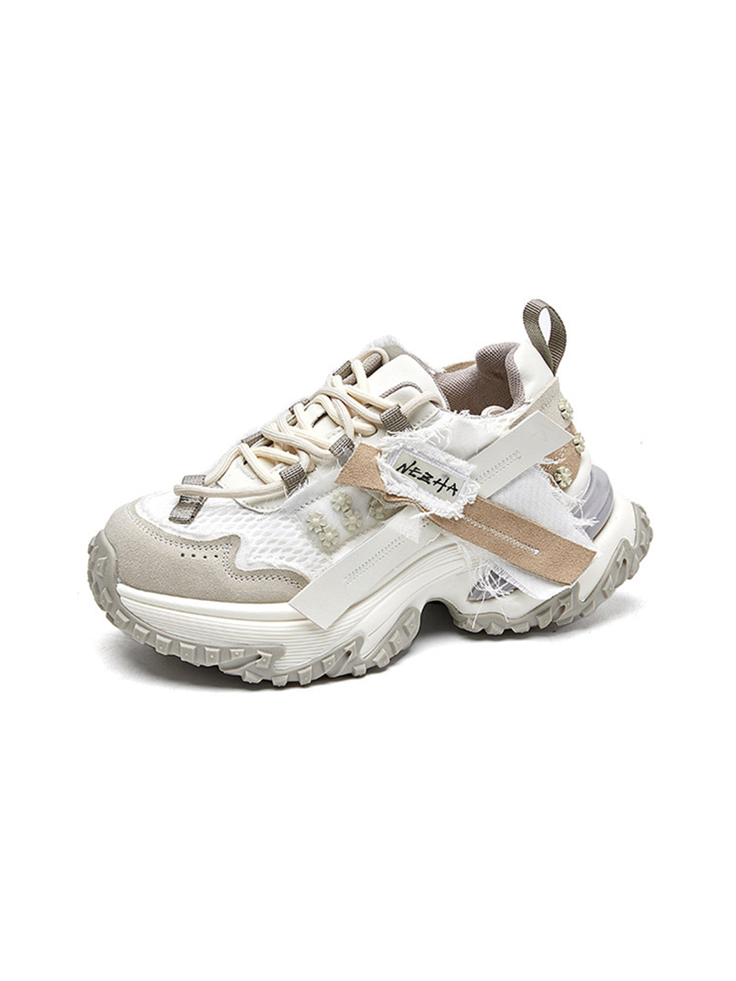 Patchwork Mesh Trail Platform Sneakers - View 4
