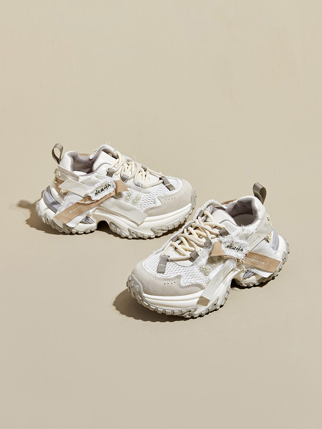 Patchwork Mesh Trail Platform Sneakers - View 5