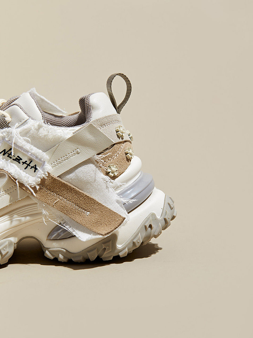 Patchwork Mesh Trail Platform Sneakers - View 9