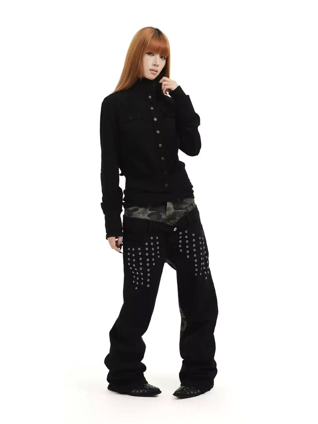 Graphic-Back Faux-Suede Cropped Snap Jacket - view 2