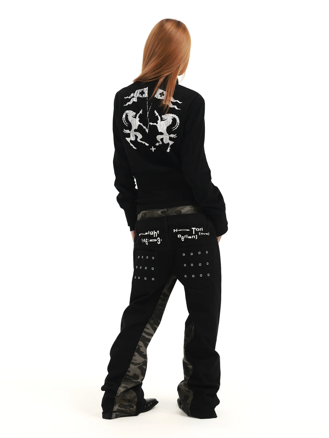 Graphic-Back Faux-Suede Cropped Snap Jacket - view 3