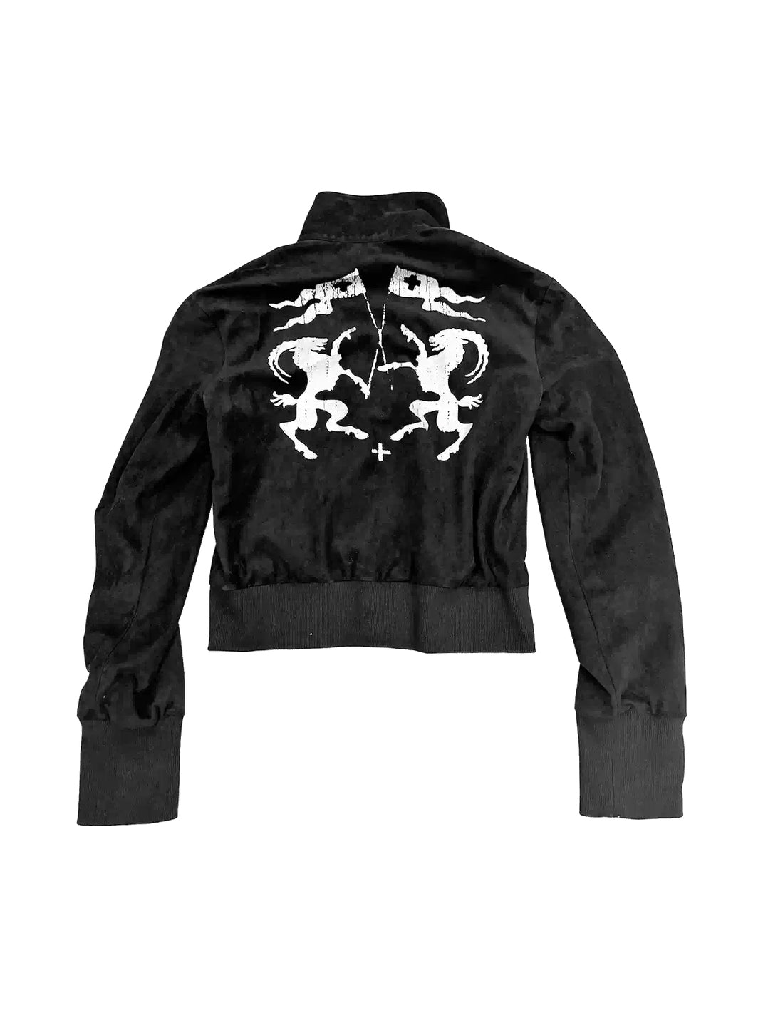 Graphic-Back Faux-Suede Cropped Snap Jacket - view 5