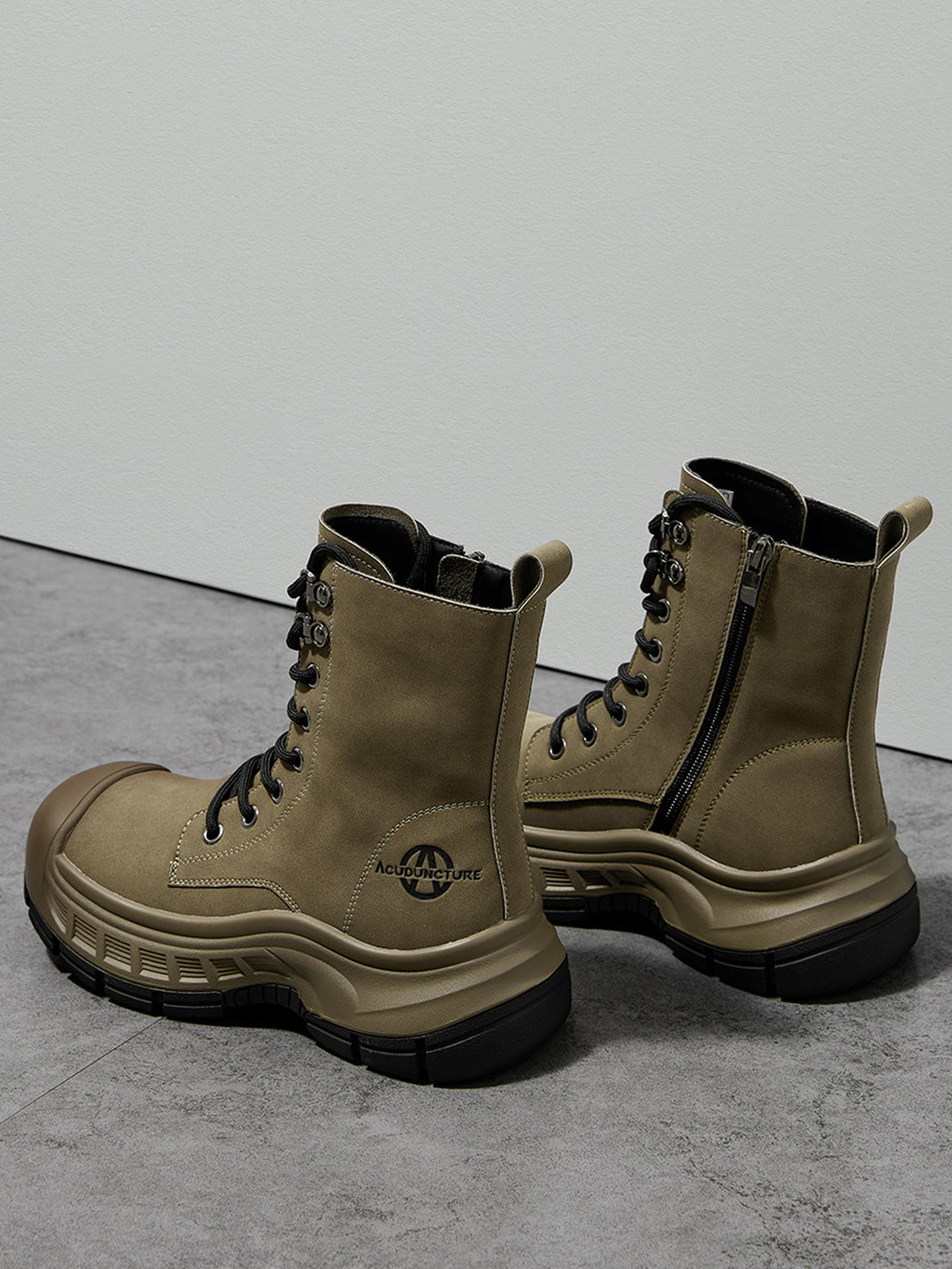 Gray Protective-Toe Platform Combat Boots - View 5