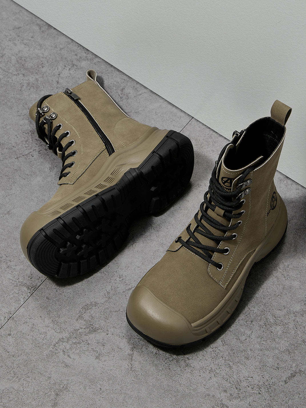 Gray Protective-Toe Platform Combat Boots - View 7