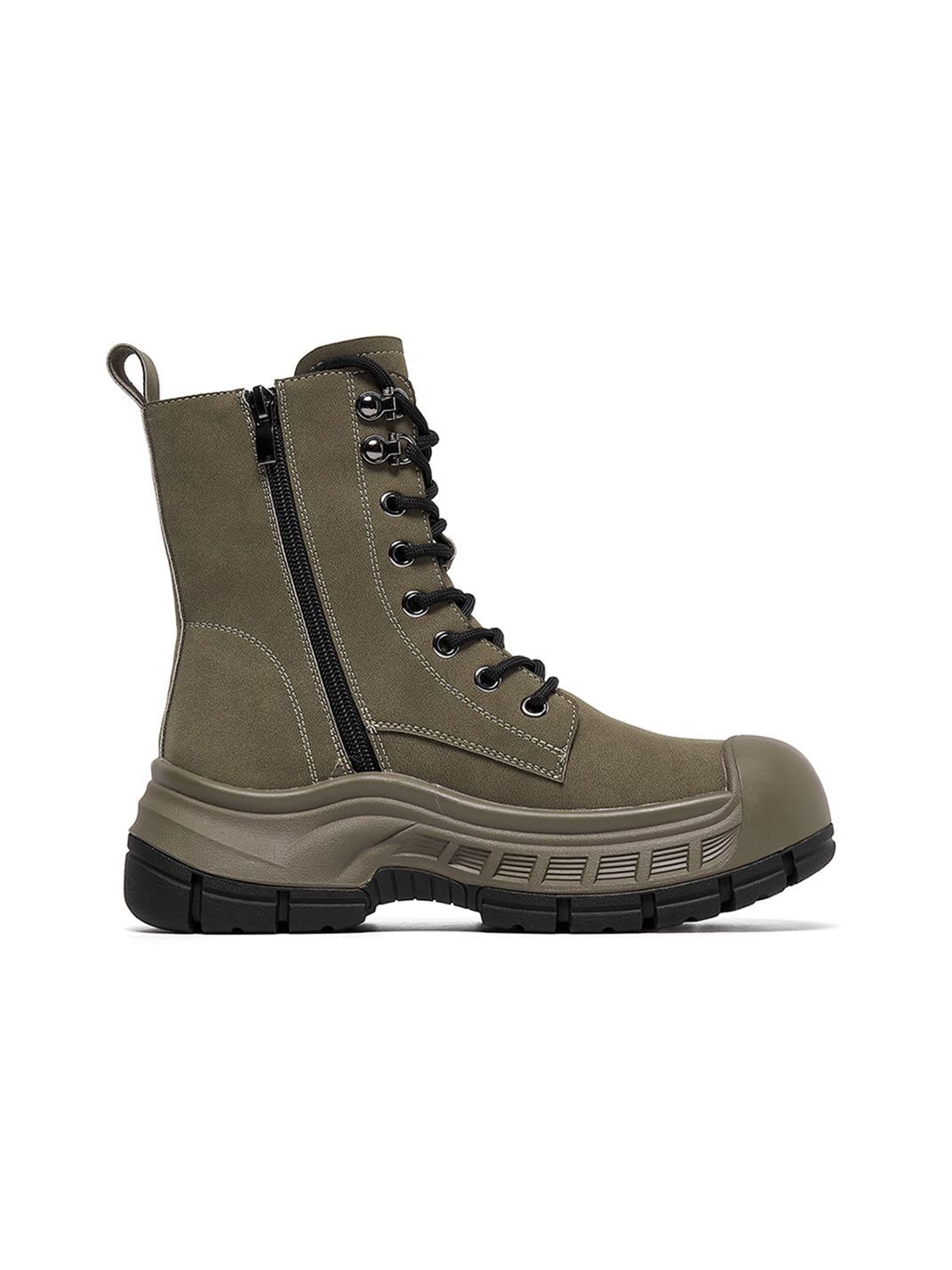 Gray Protective-Toe Platform Combat Boots - View 12