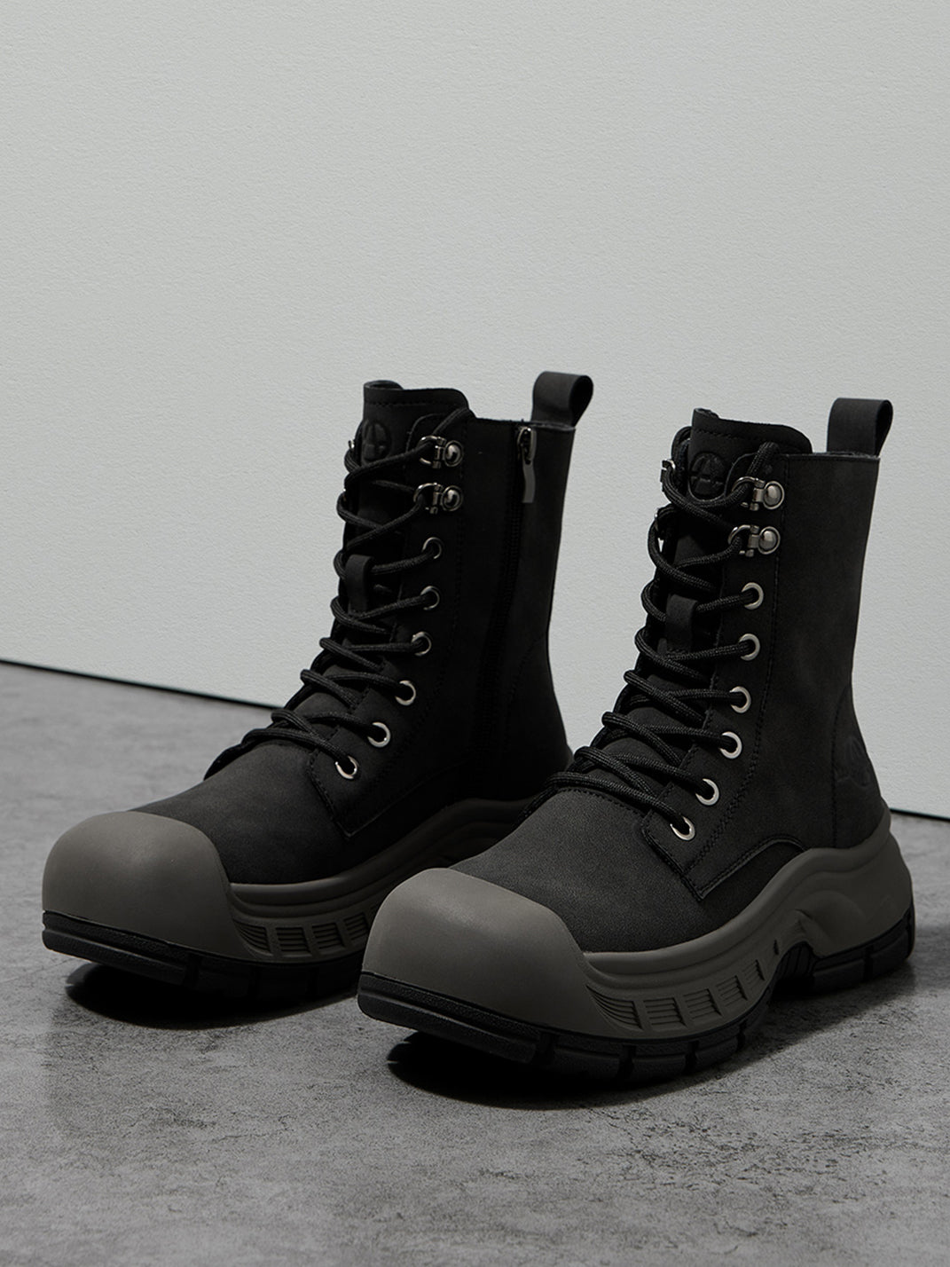 Gray Protective-Toe Platform Combat Boots - View 18