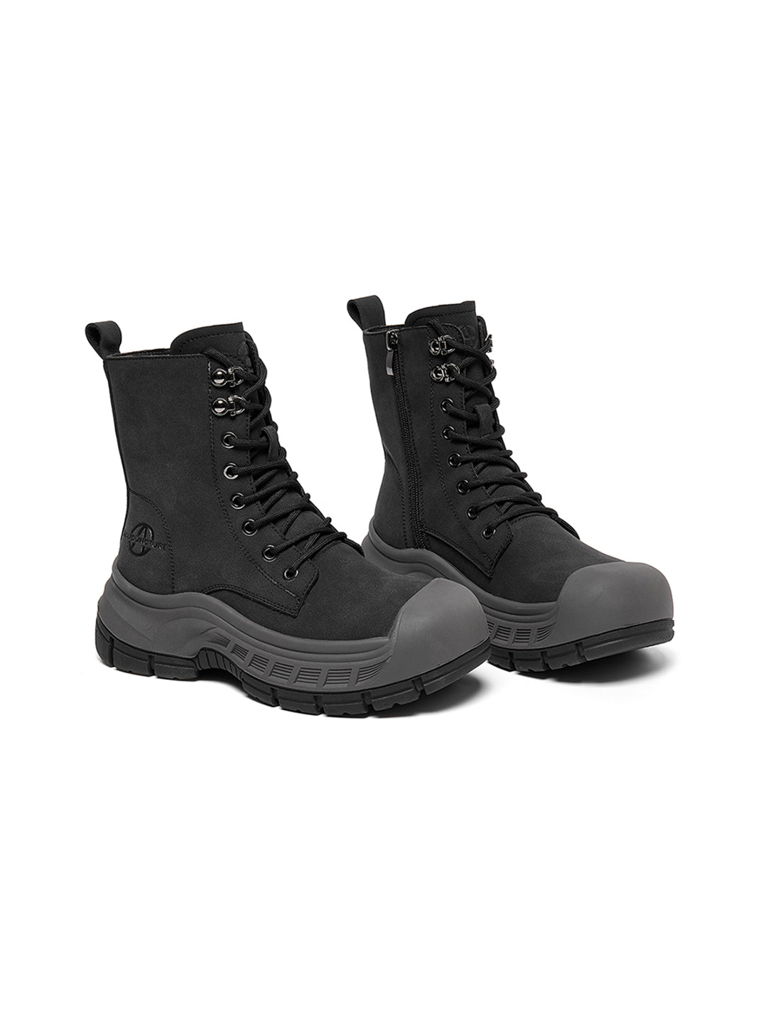 Gray Protective-Toe Platform Combat Boots - View 22