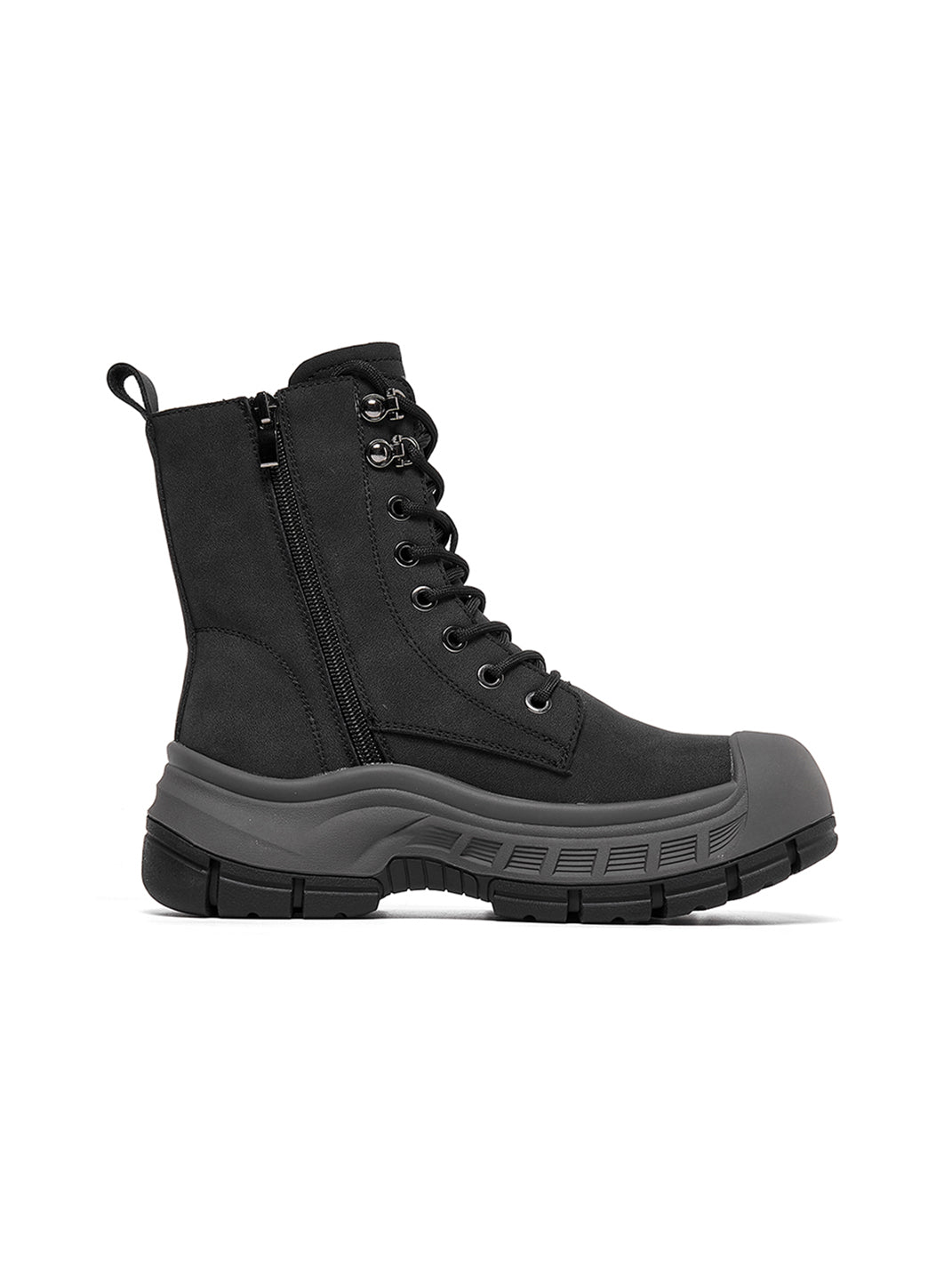 Gray Protective-Toe Platform Combat Boots - View 26