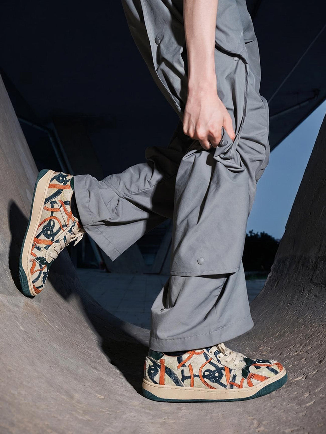 Green Graffiti Canvas Low-Top Sneakers - View 2