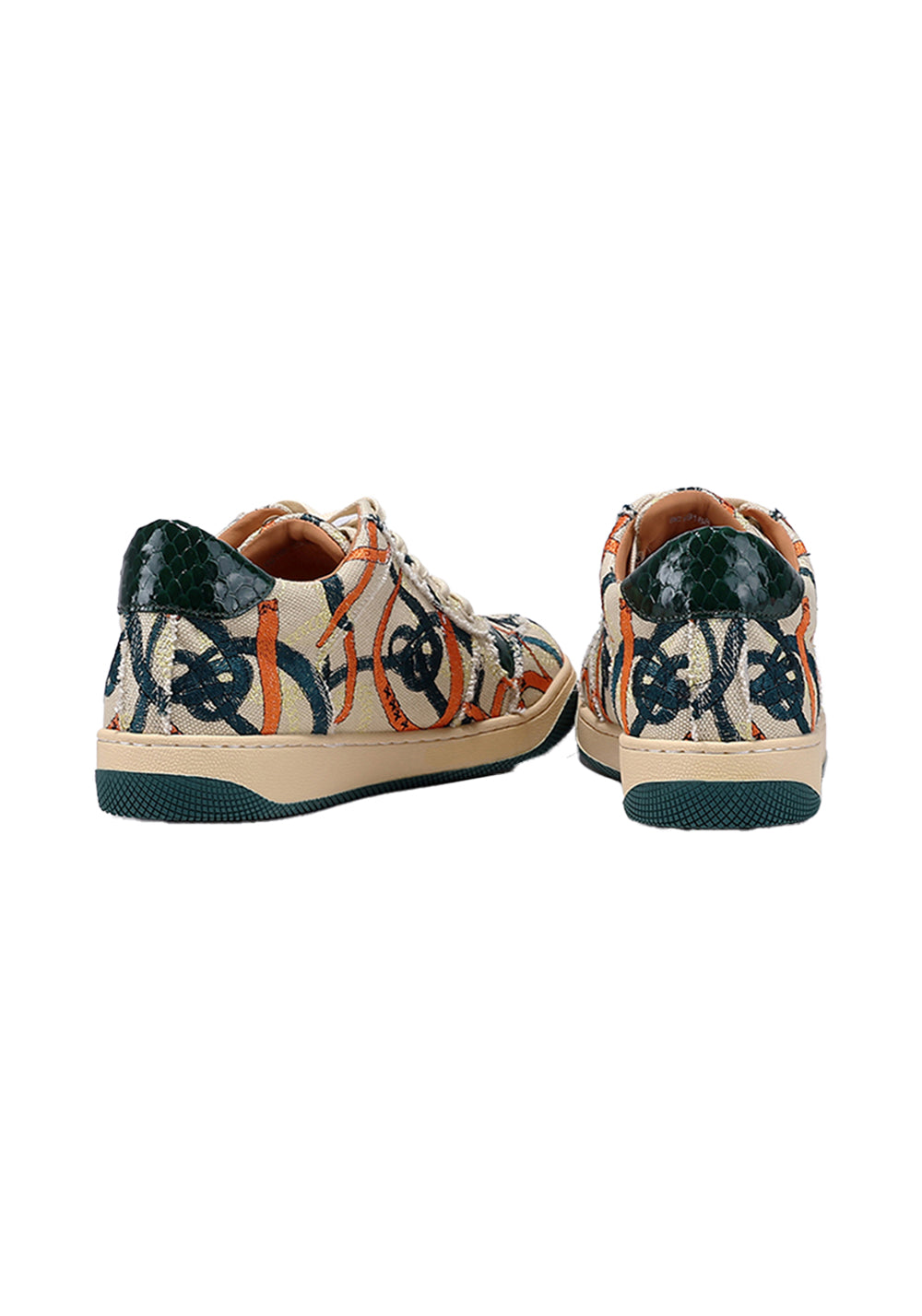 Green Graffiti Canvas Low-Top Sneakers - View 7