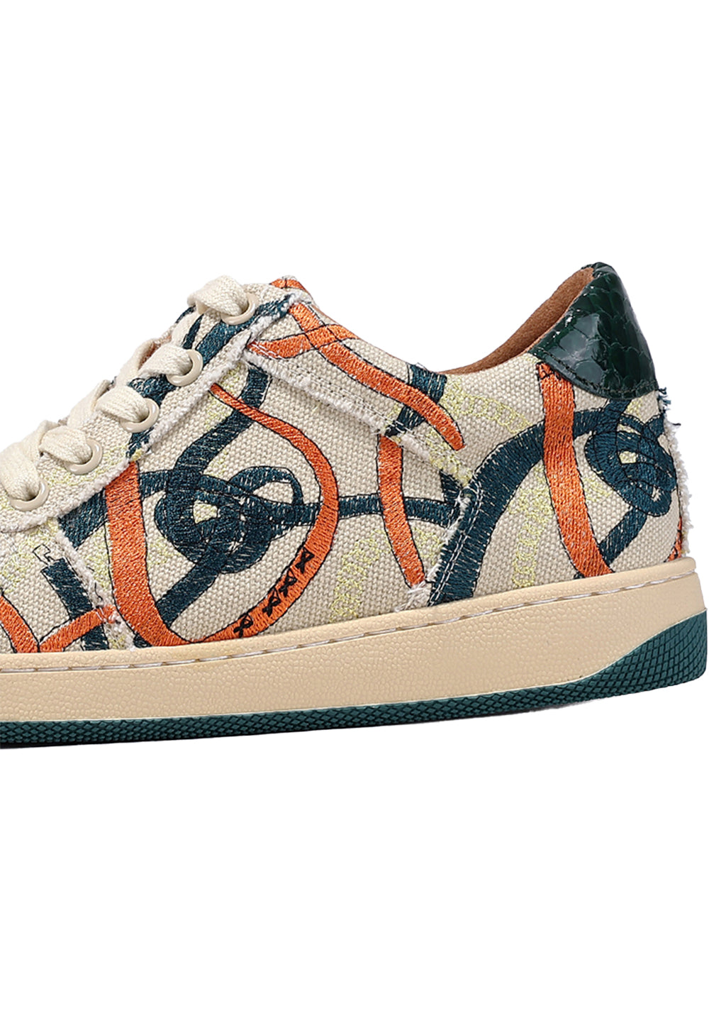 Green Graffiti Canvas Low-Top Sneakers - View 9