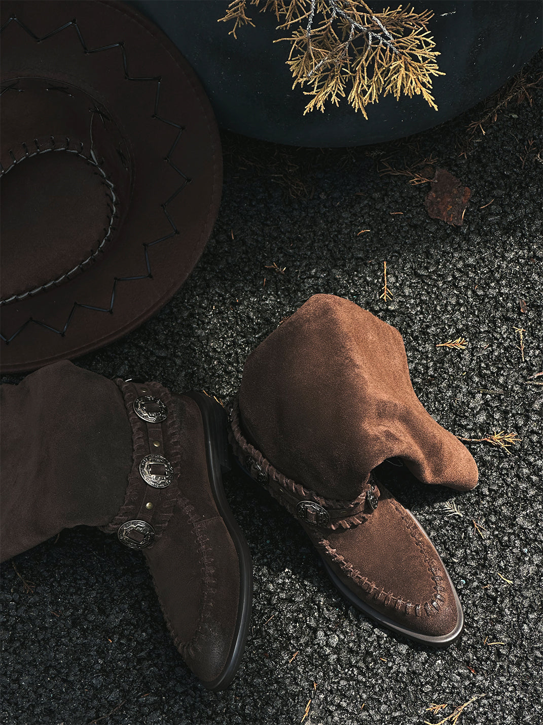 Buckled Suede Western Knee-High Riding Boots - View 17