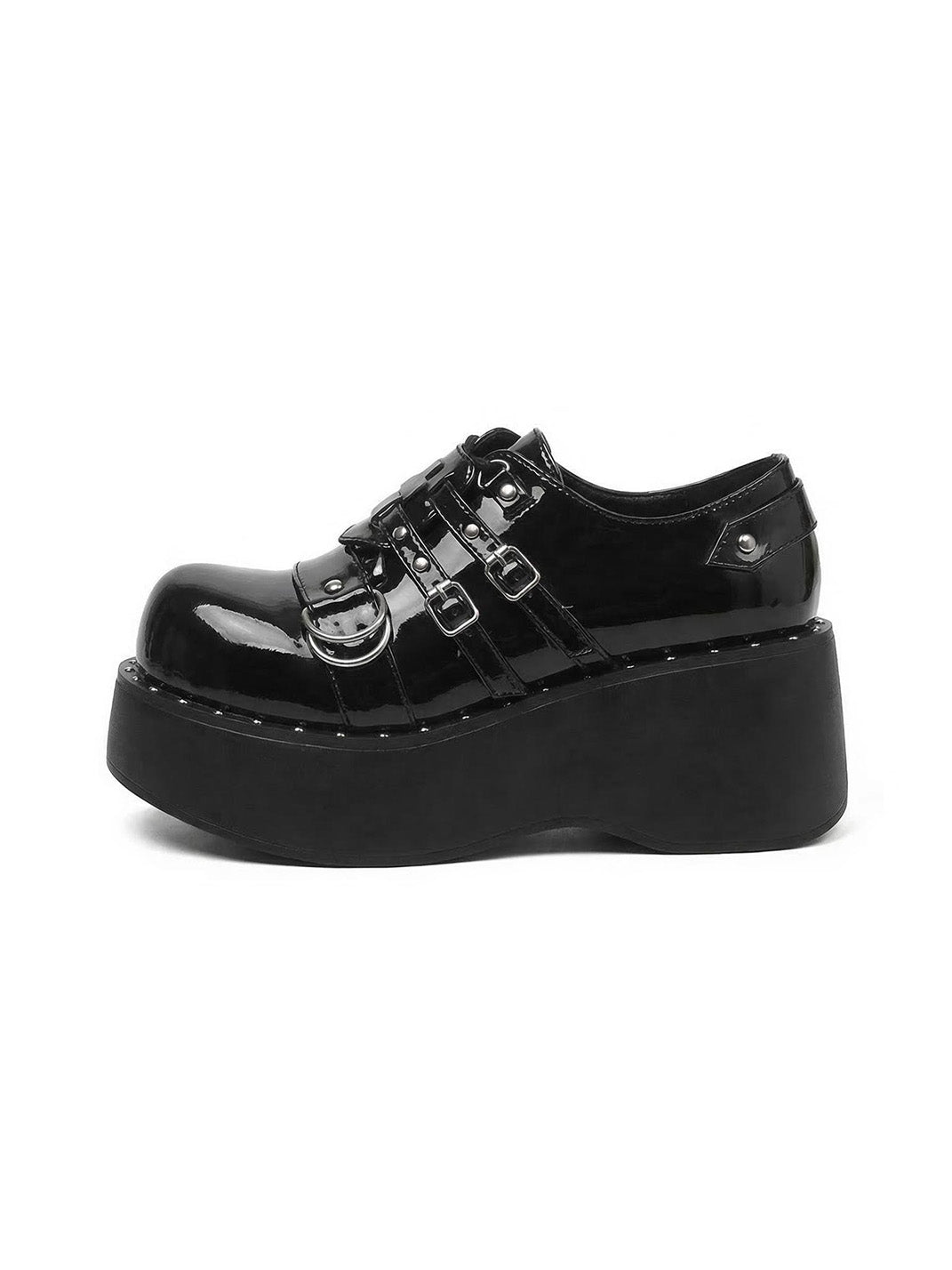 Multi-Buckle Gothic Platform Mary Janes - View 3