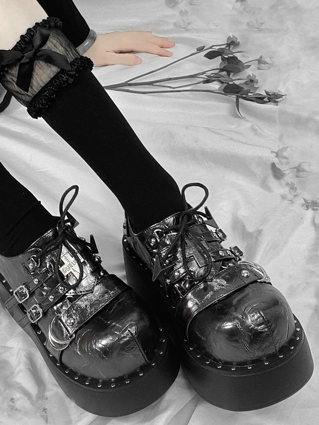 Multi-Buckle Gothic Platform Mary Janes - View 11