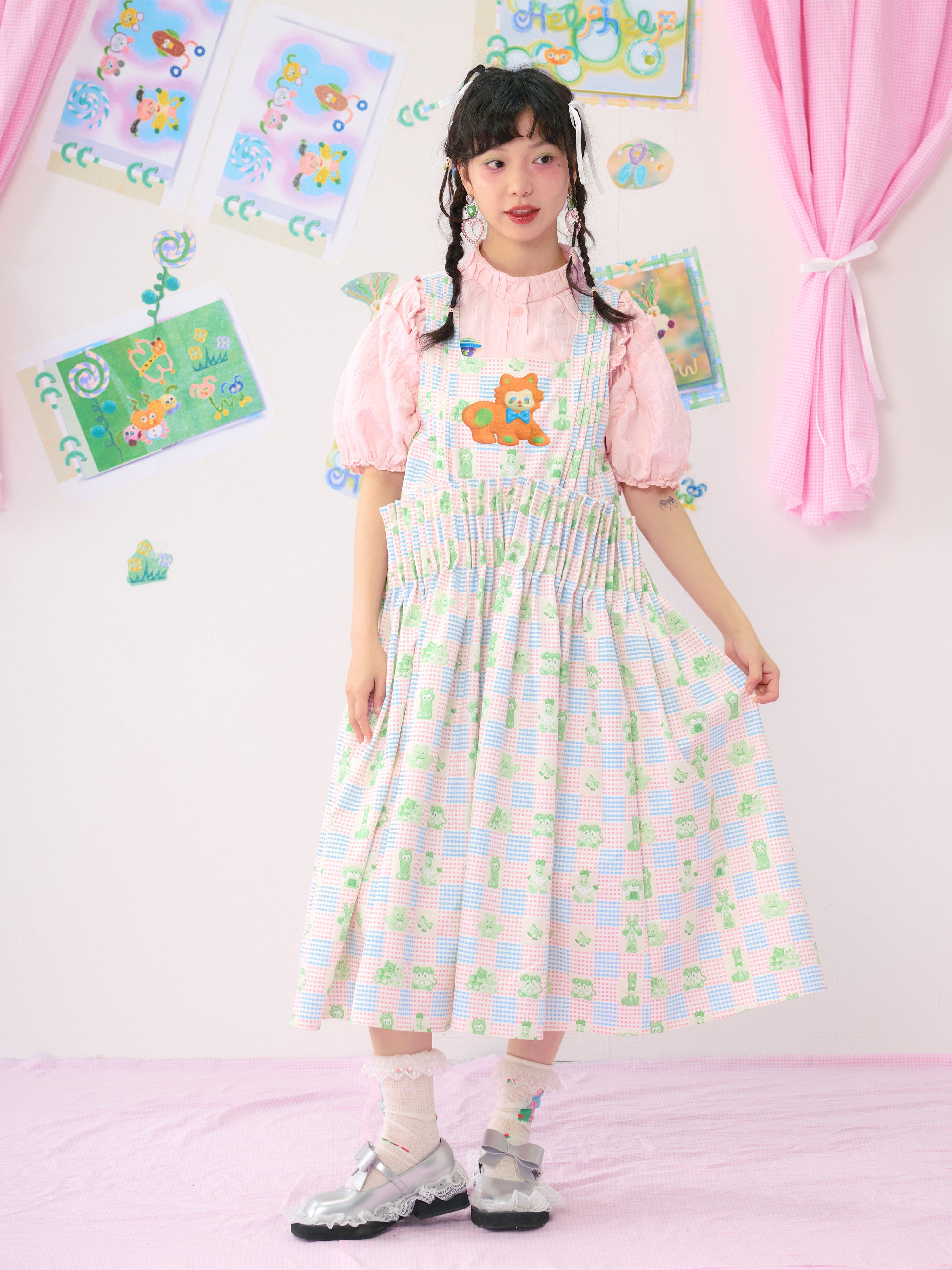 Pastel Gingham Midi Dress